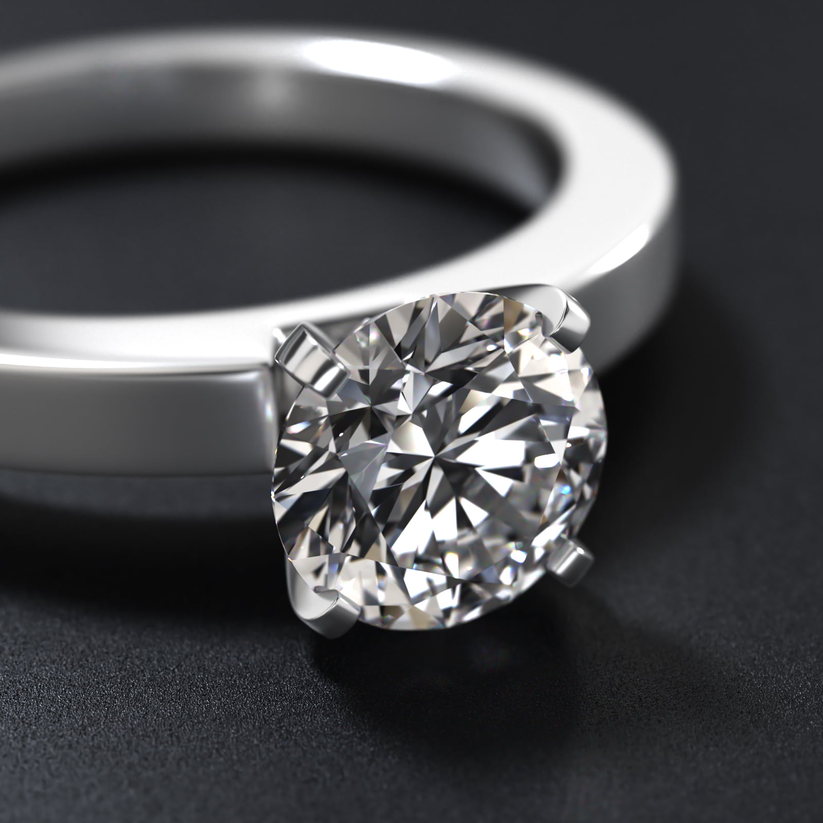 Flat Edge Solitaire Engagement Ring In Platinum