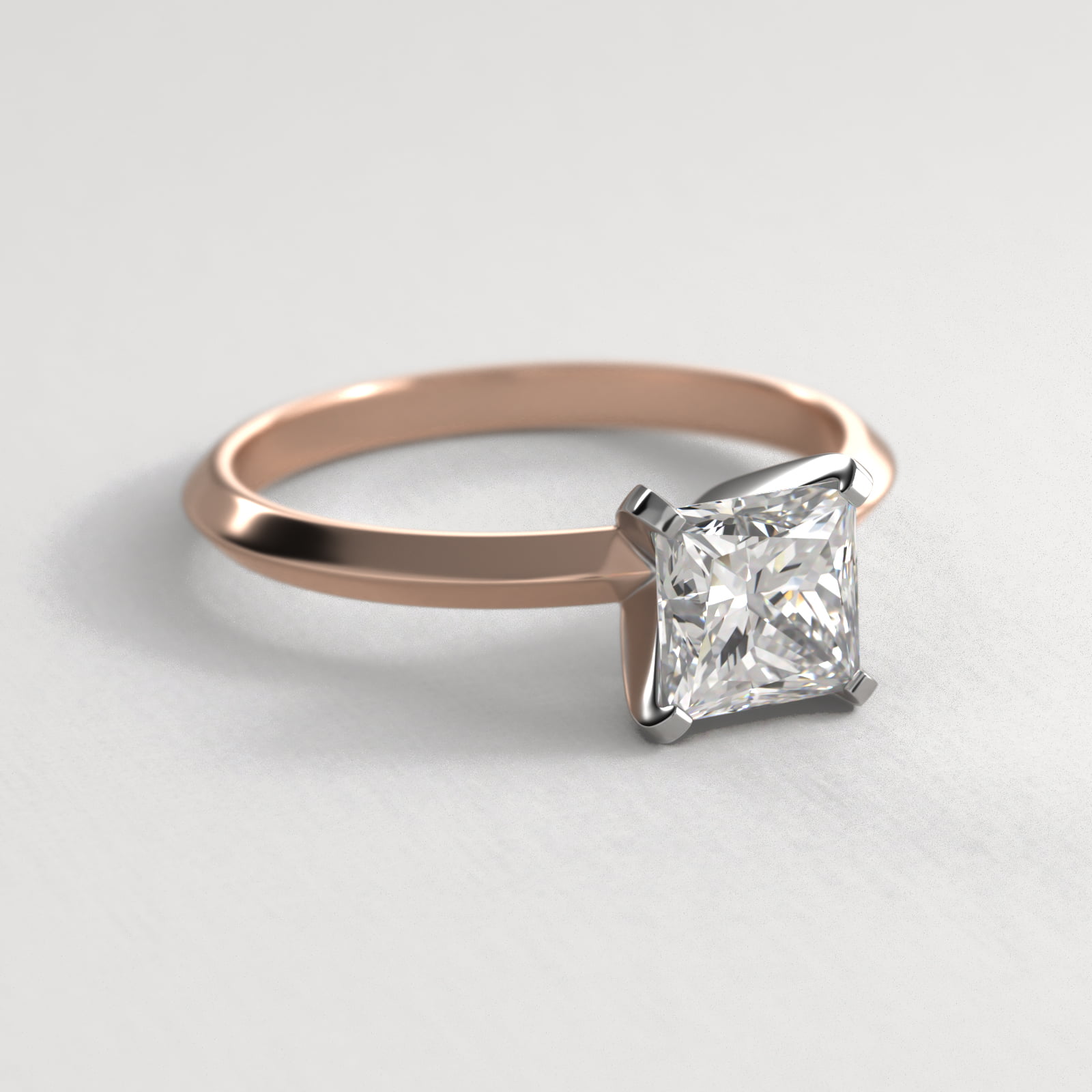 Knife Edge Solitaire Engagement Ring In 14K Rose Gold
