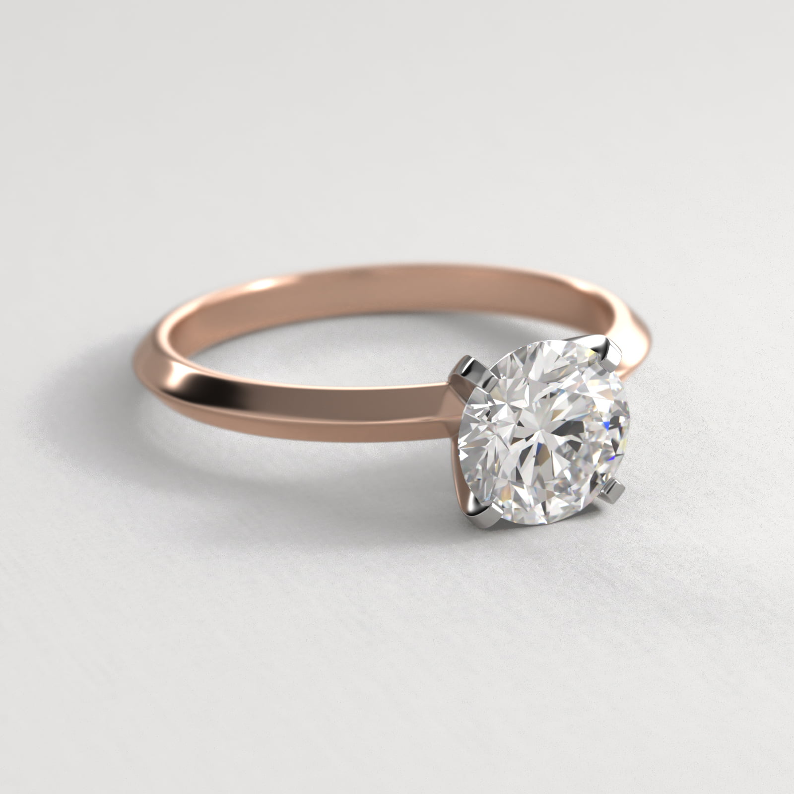 Knife Edge Solitaire Engagement Ring In 14K Rose Gold
