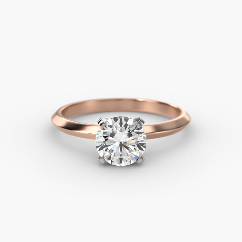 Knife Edge Solitaire Engagement Ring In 14K Rose Gold