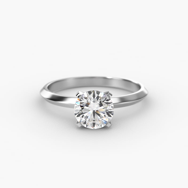 Knife Edge Solitaire Engagement Ring In 14K White Gold