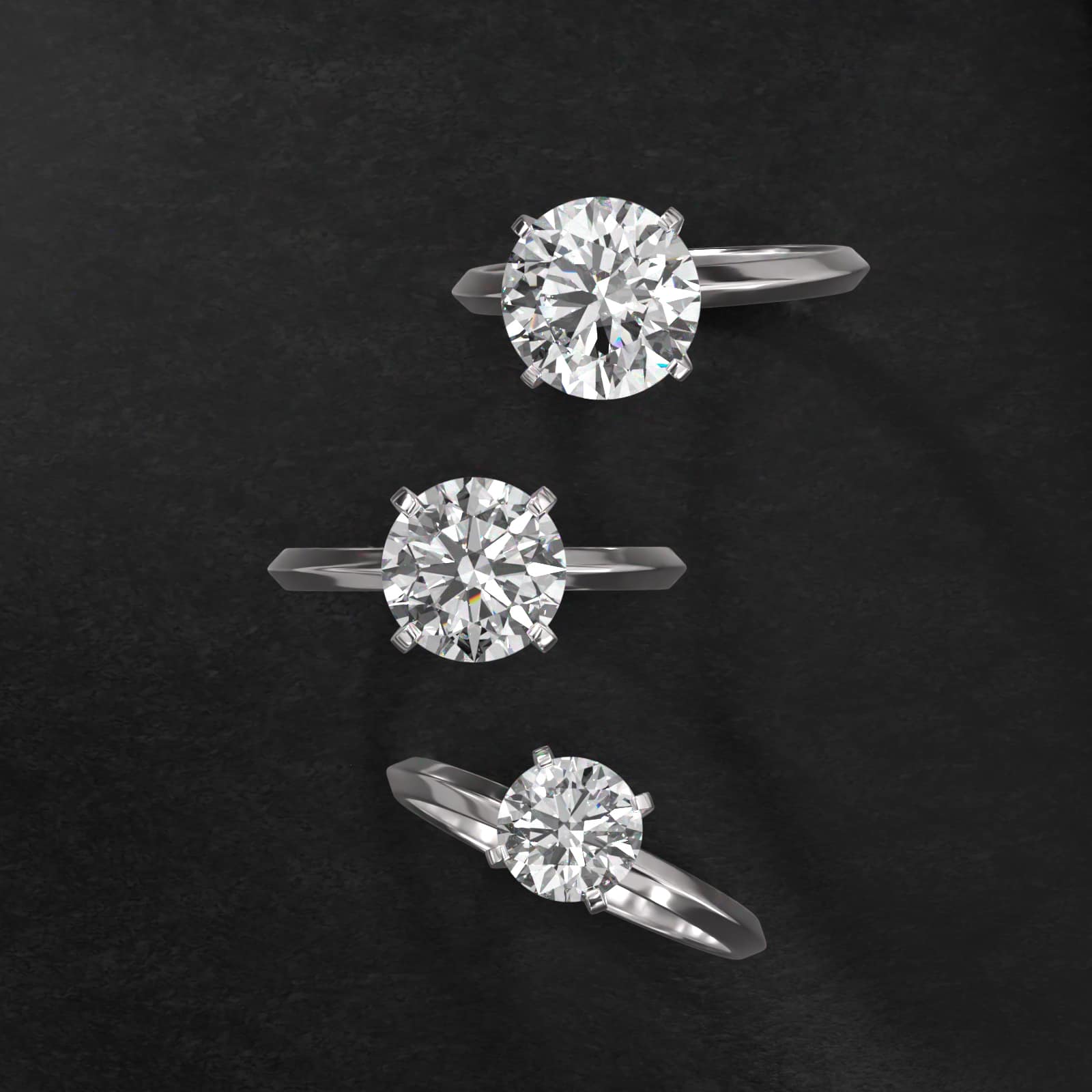 Knife Edge Solitaire Engagement Ring In 18K White Gold