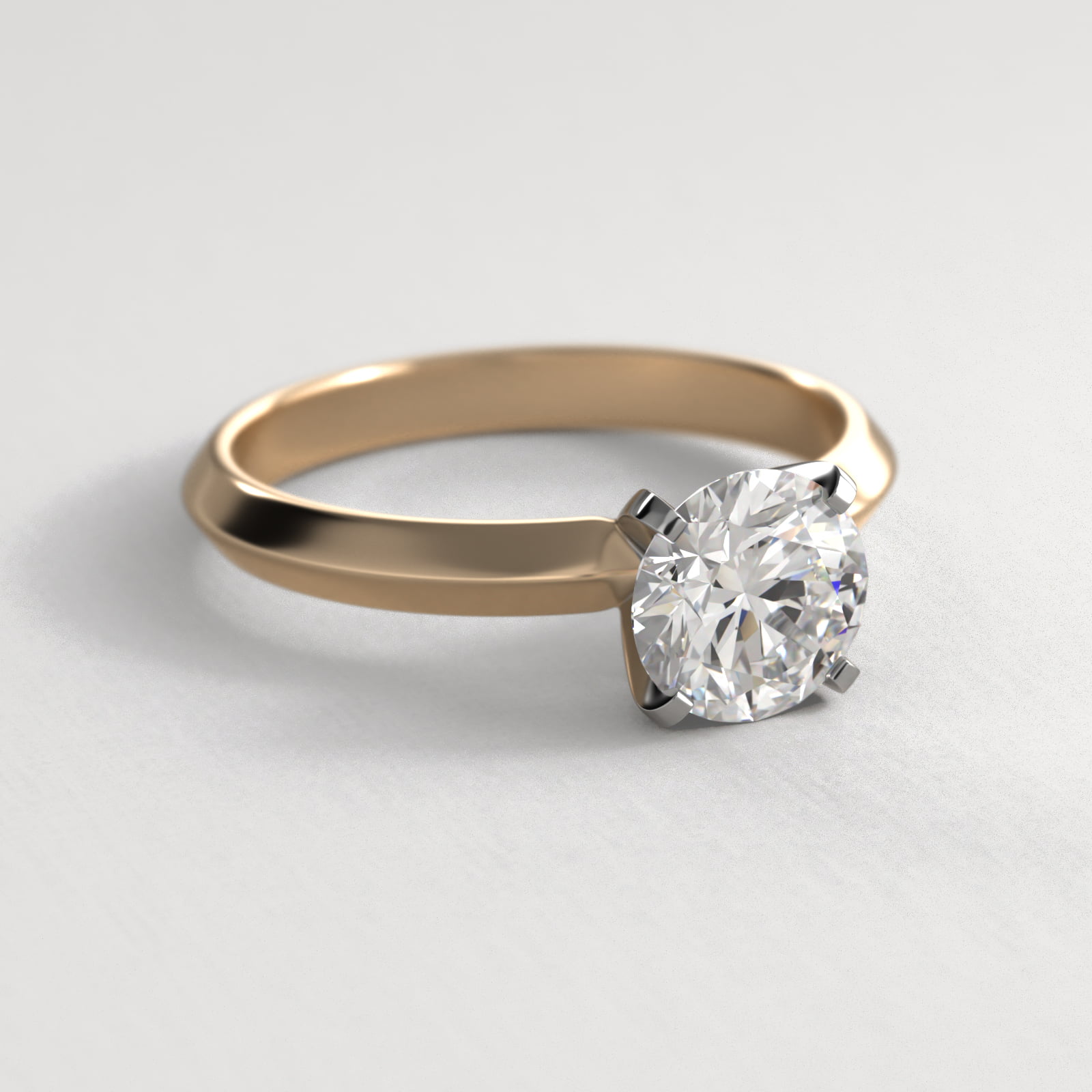 Knife Edge Solitaire Engagement Ring In 14K Yellow Gold