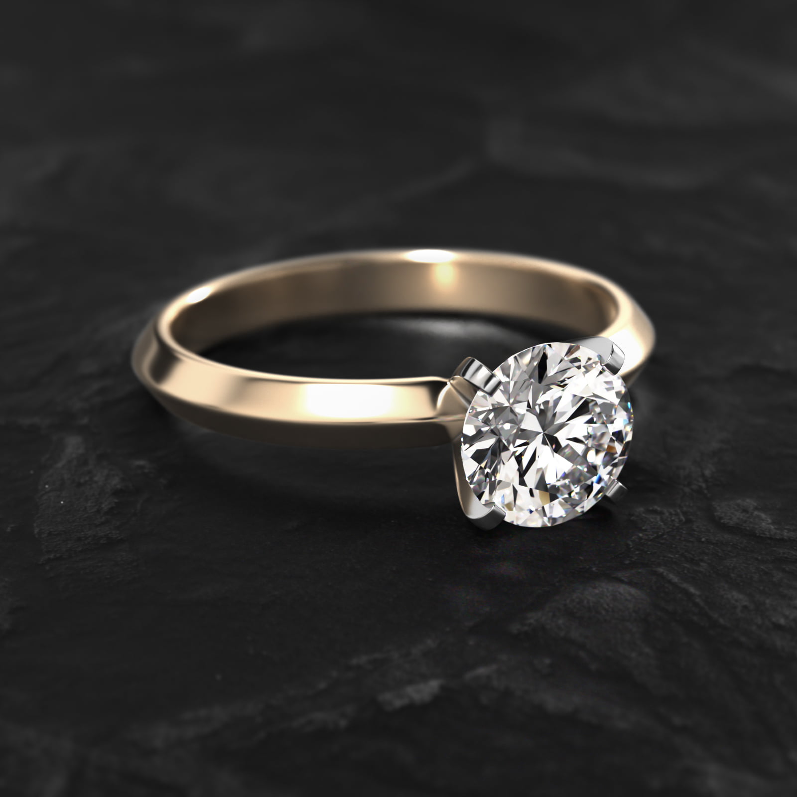 Knife Edge Solitaire Engagement Ring In 18K Yellow Gold