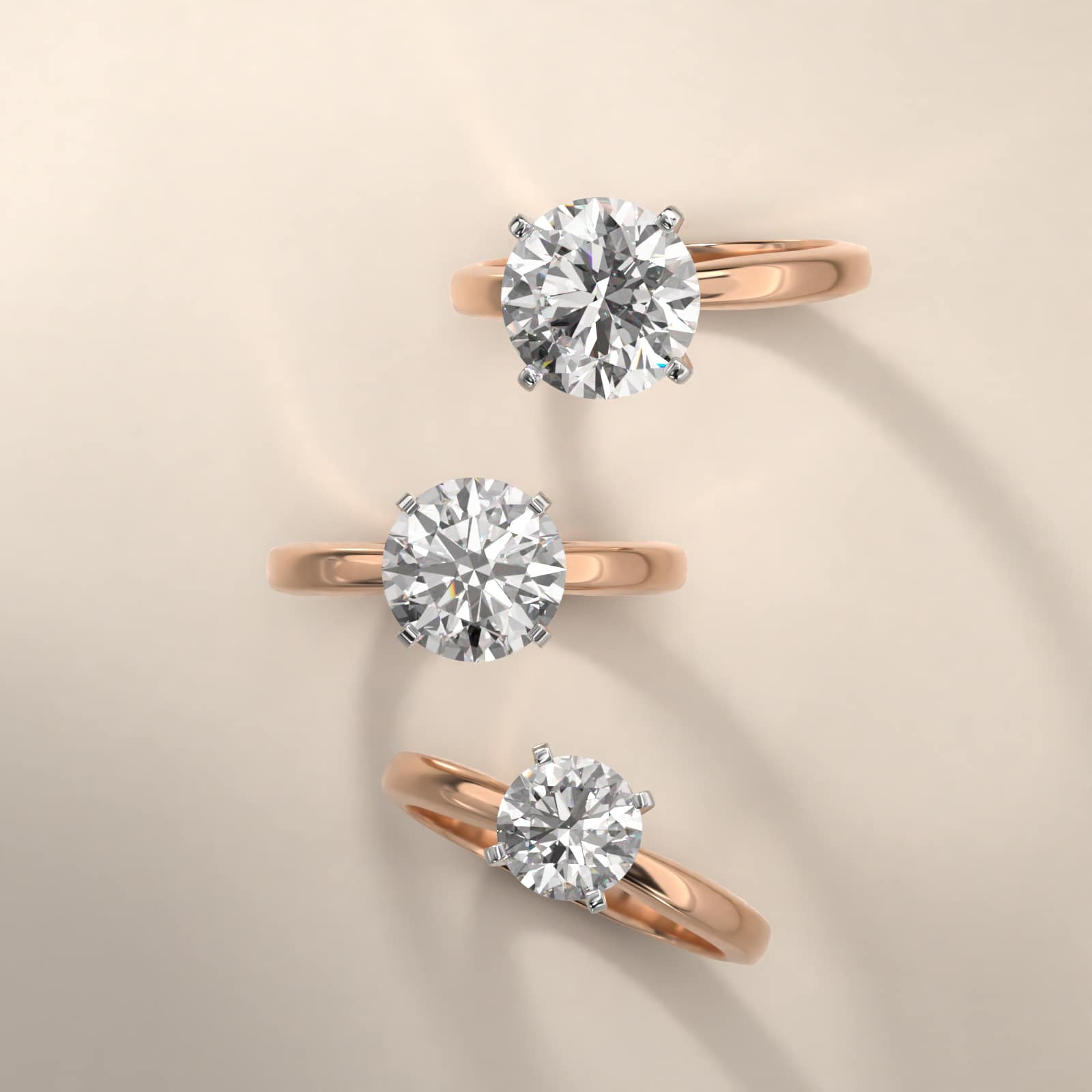 Comfort Fit Solitaire Engagement Ring In 14K Rose Gold