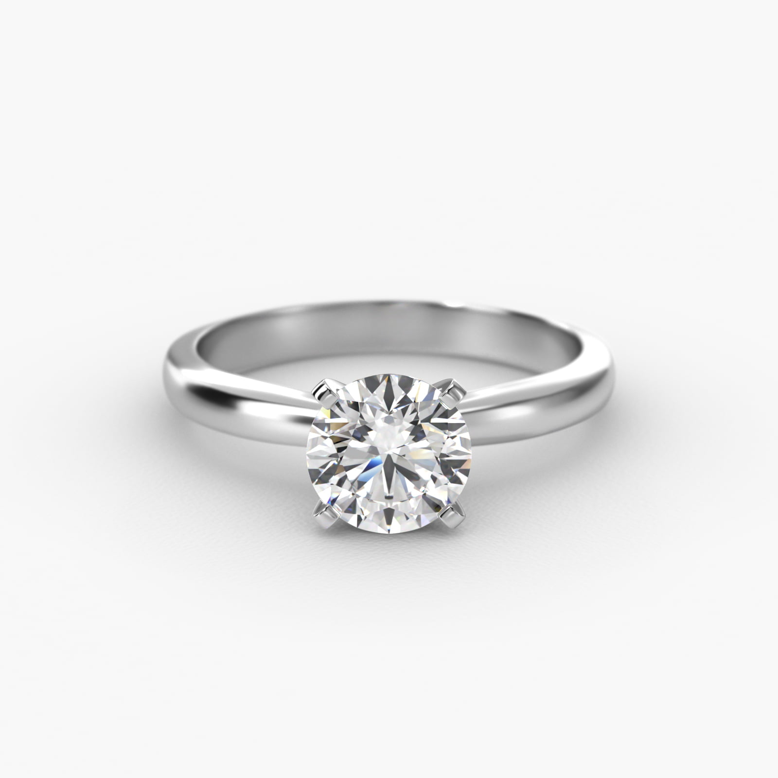 Comfort Fit Solitaire Engagement Ring In 18K White Gold
