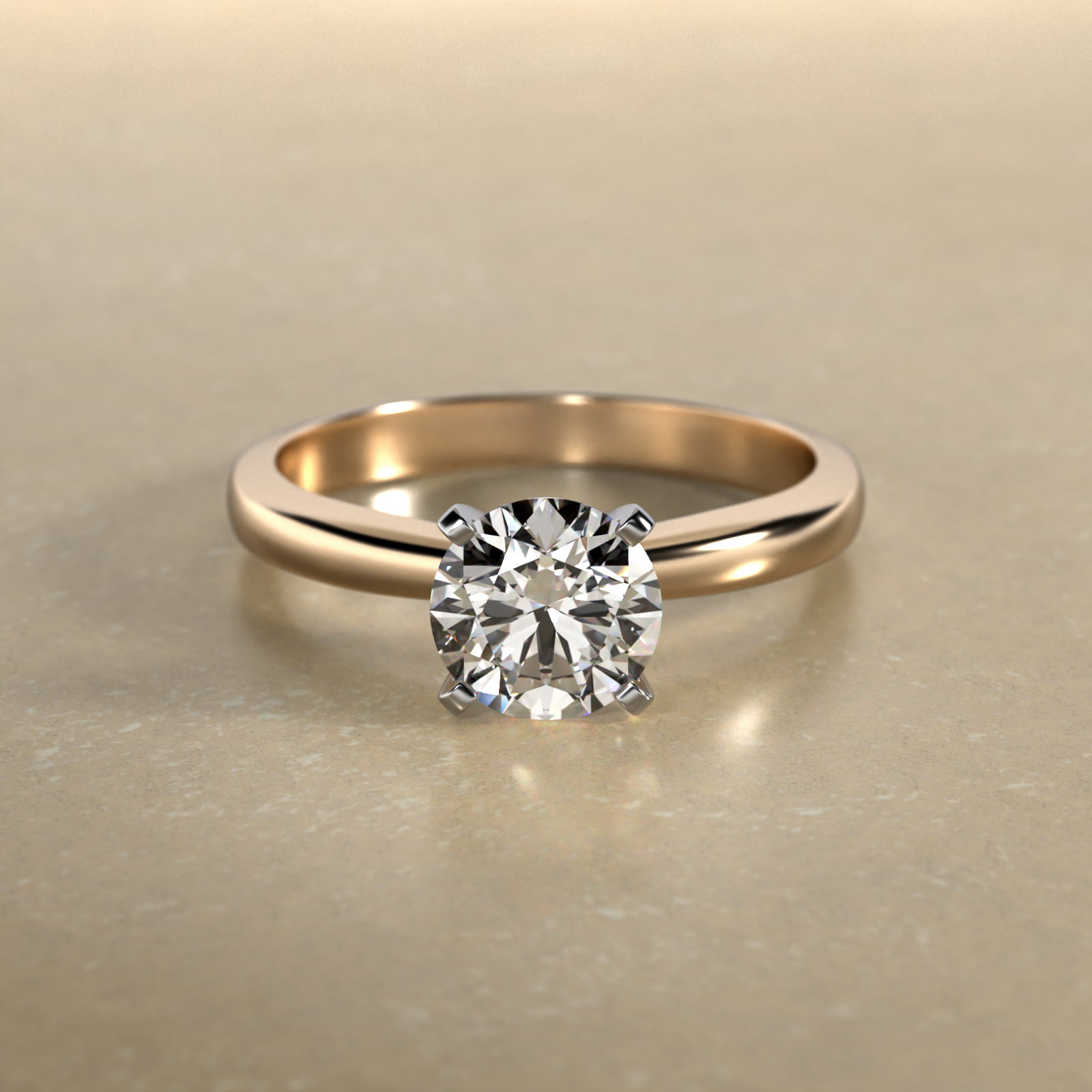 Comfort Fit Solitaire Engagement Ring In 14K Yellow Gold