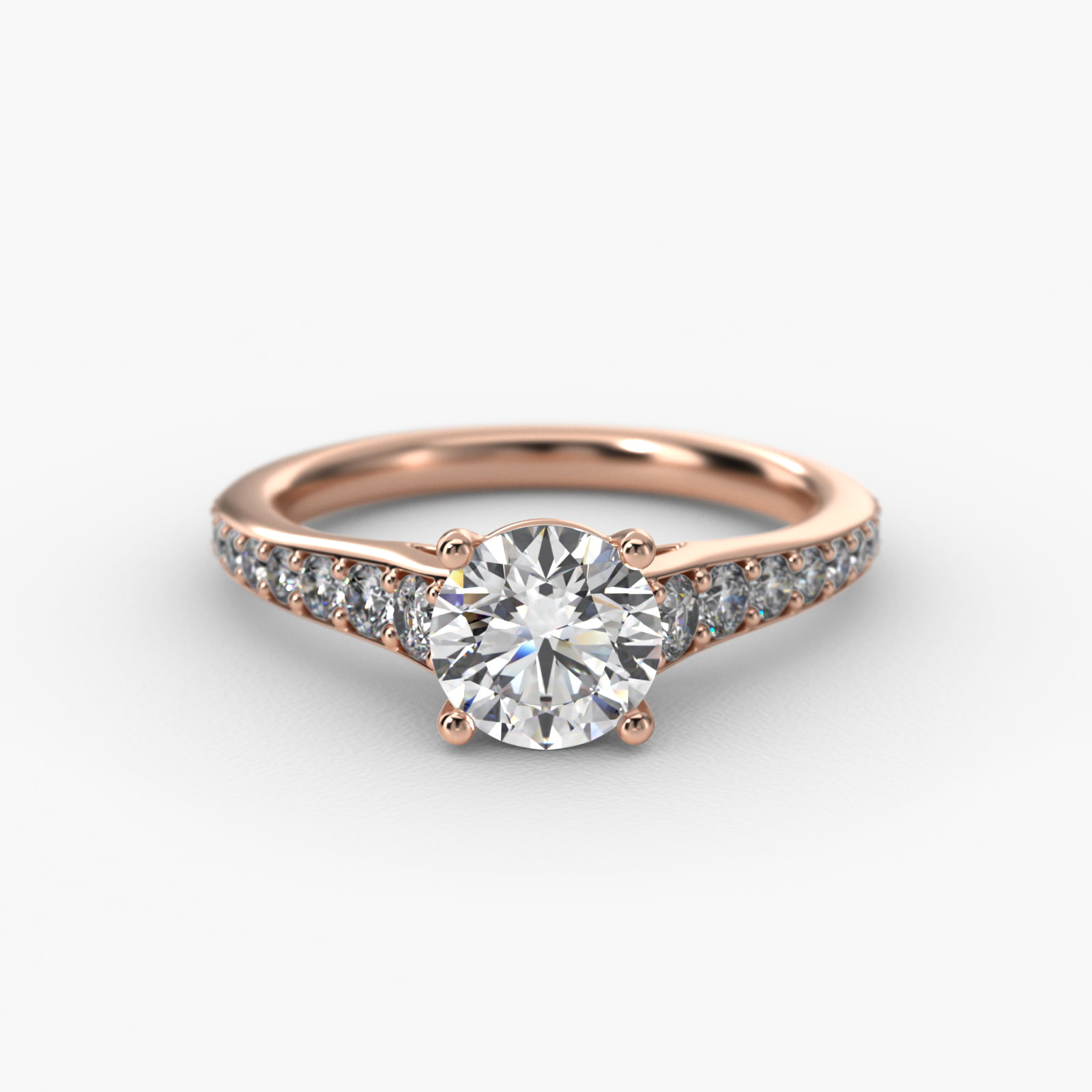Inspired Diamond Pavé Engagement Ring In 14K Rose Gold