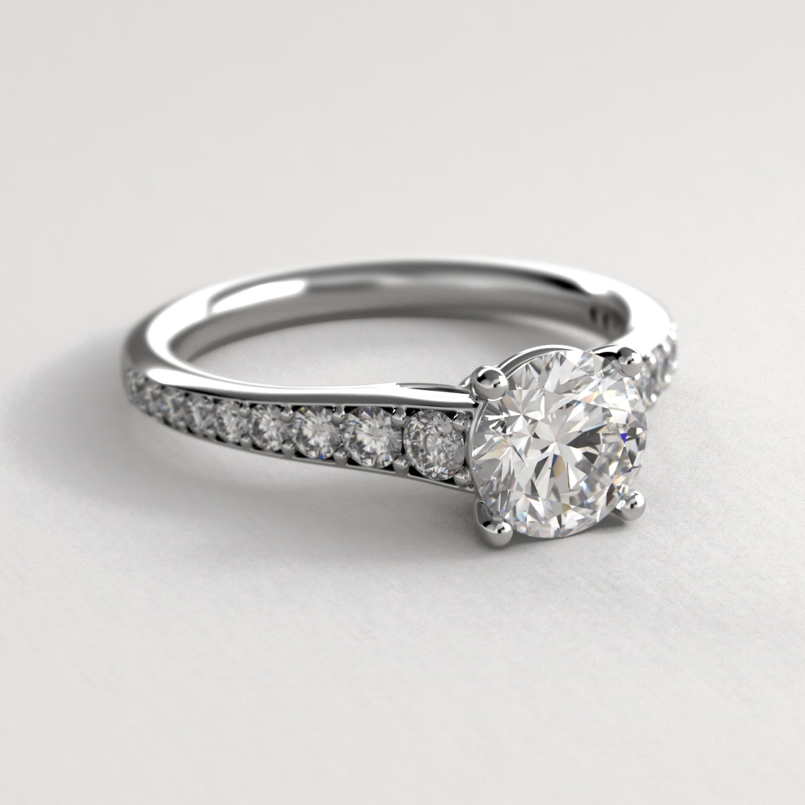 Inspired Diamond Pavé Engagement Ring In 14K White Gold