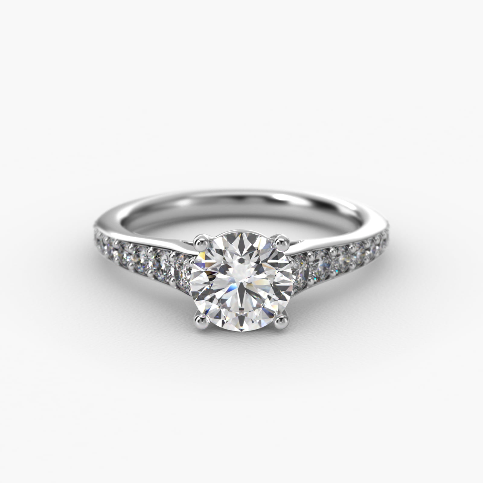 Inspired Diamond Pavé Engagement Ring In 18K White Gold