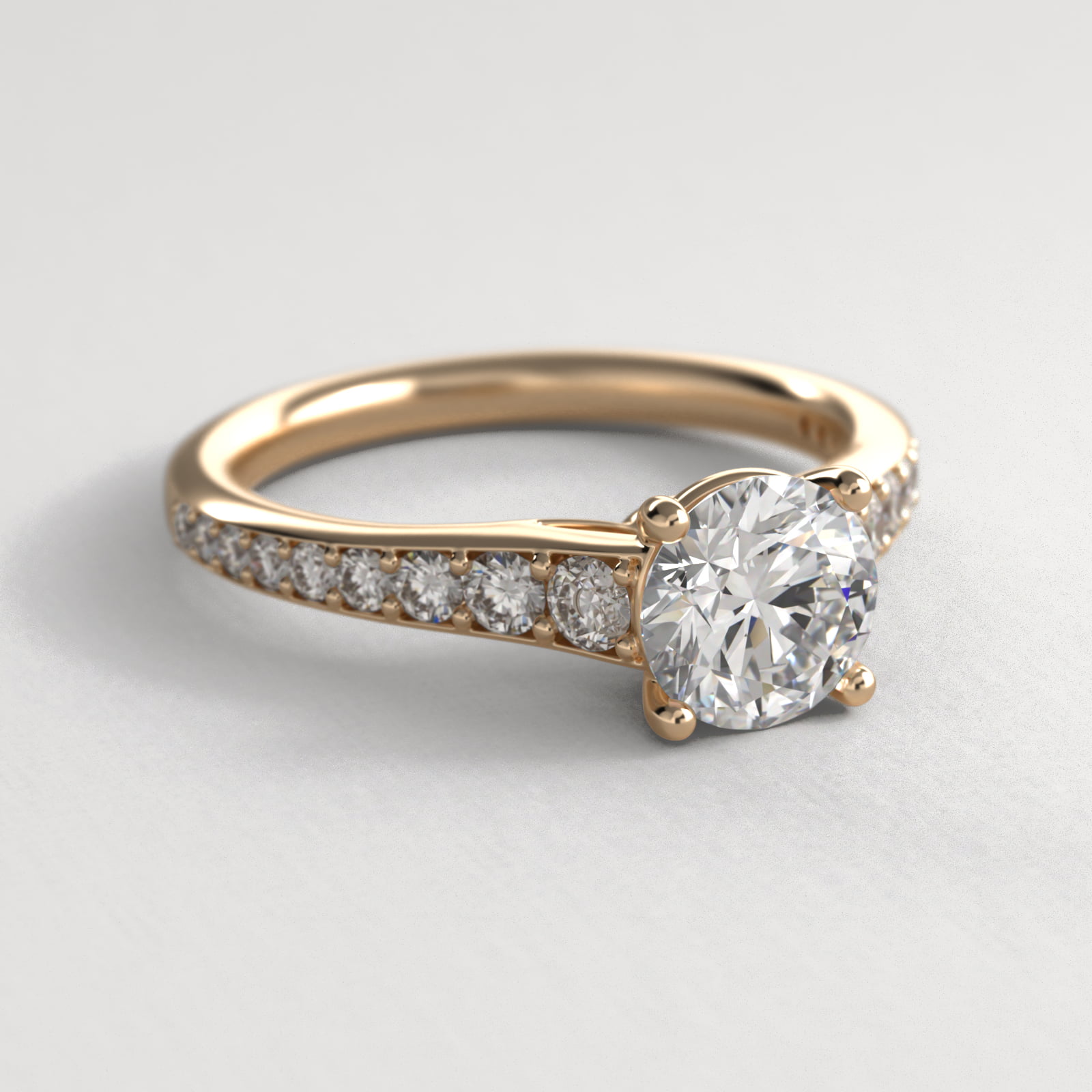 Inspired Diamond Pavé Engagement Ring In 14K Yellow Gold