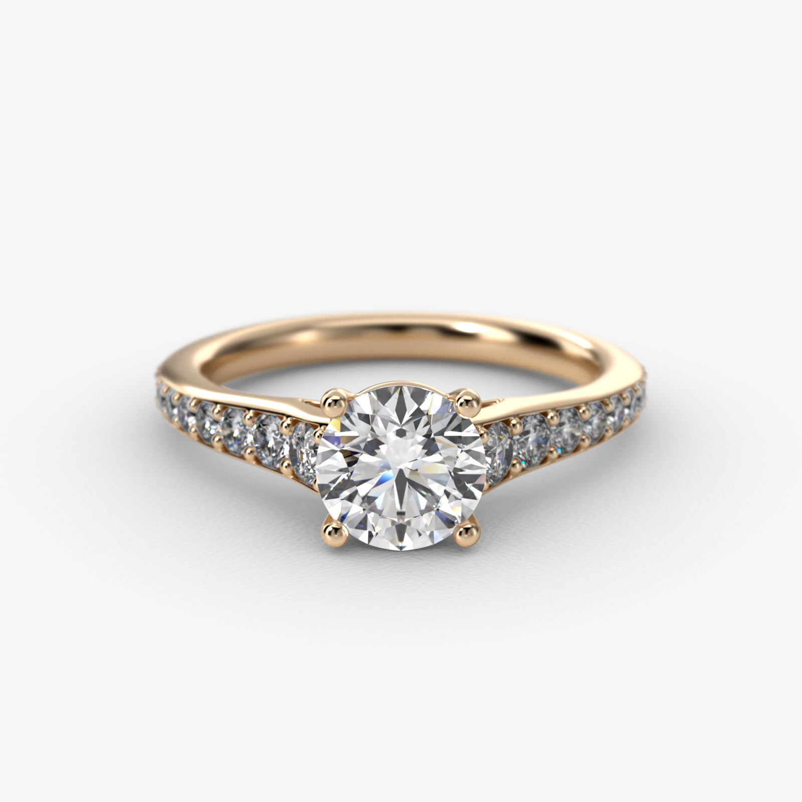 Inspired Diamond Pavé Engagement Ring In 18K Yellow Gold