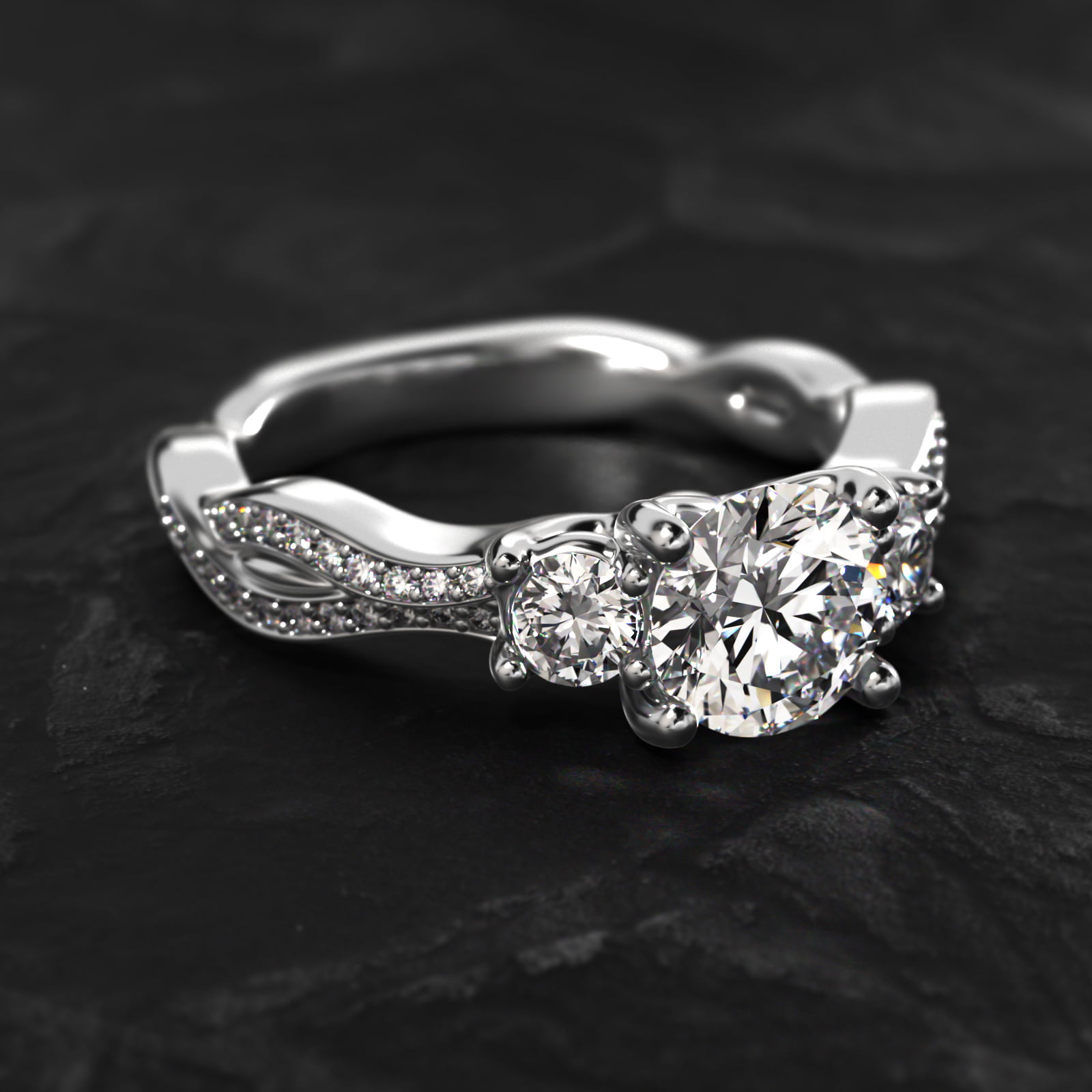 Platinum Three Stone Diamond Infinity Engagement Ring
