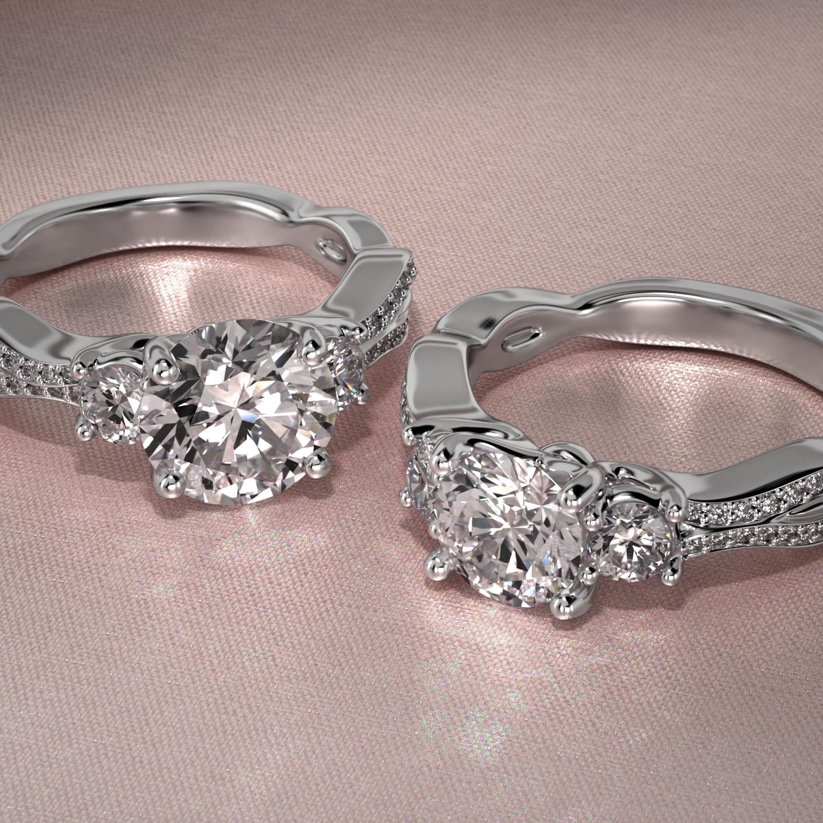 Platinum Three Stone Diamond Infinity Engagement Ring