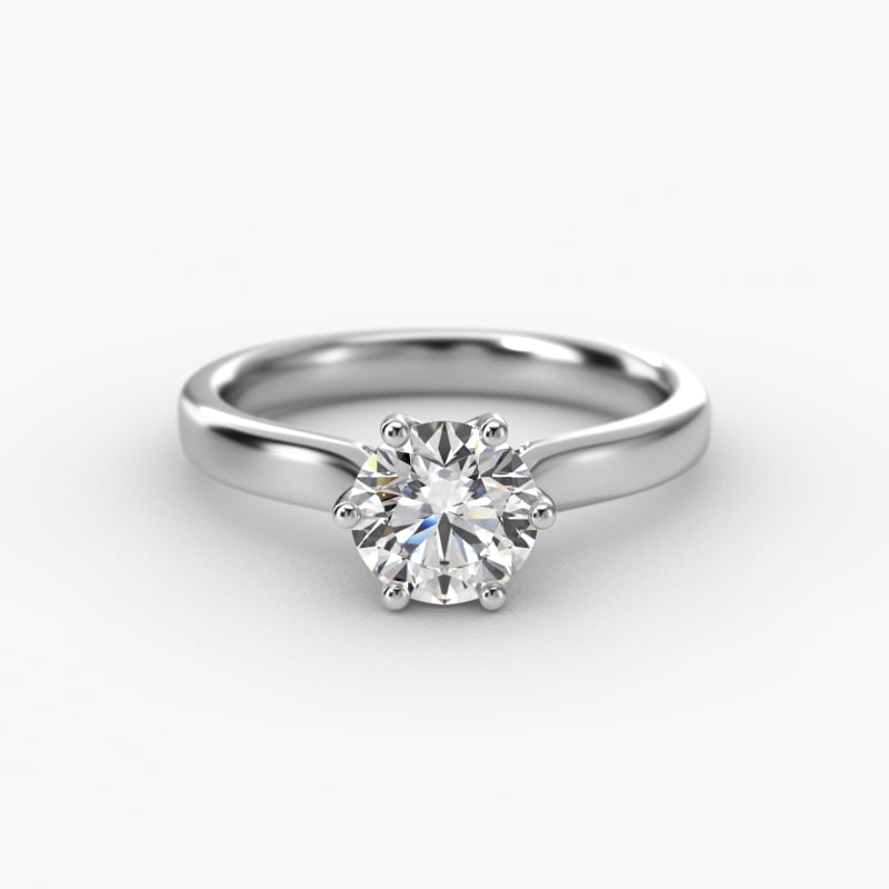 Solitaire Engagement Ring With Intricate Basket In 14K White Gold