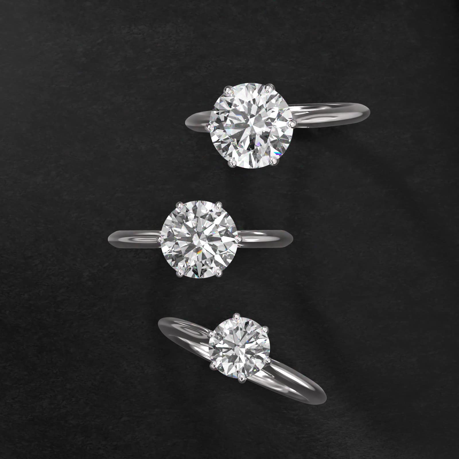 Knife Edge Solitaire Engagement Ring With Intricate Basket In 18K White Gold