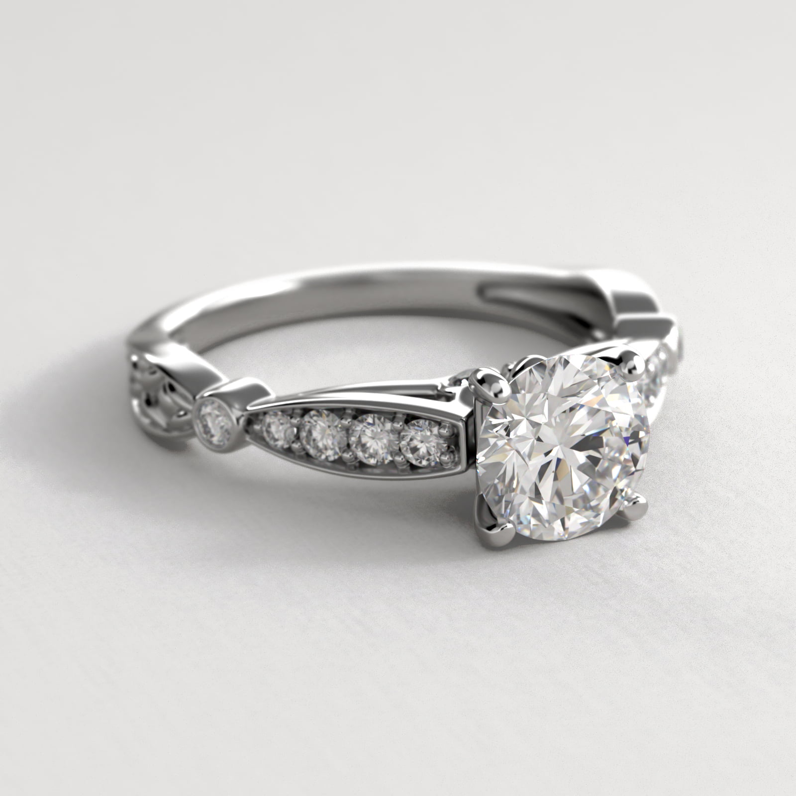 Embossed Vintage-Style Engagement Ring In Platinum