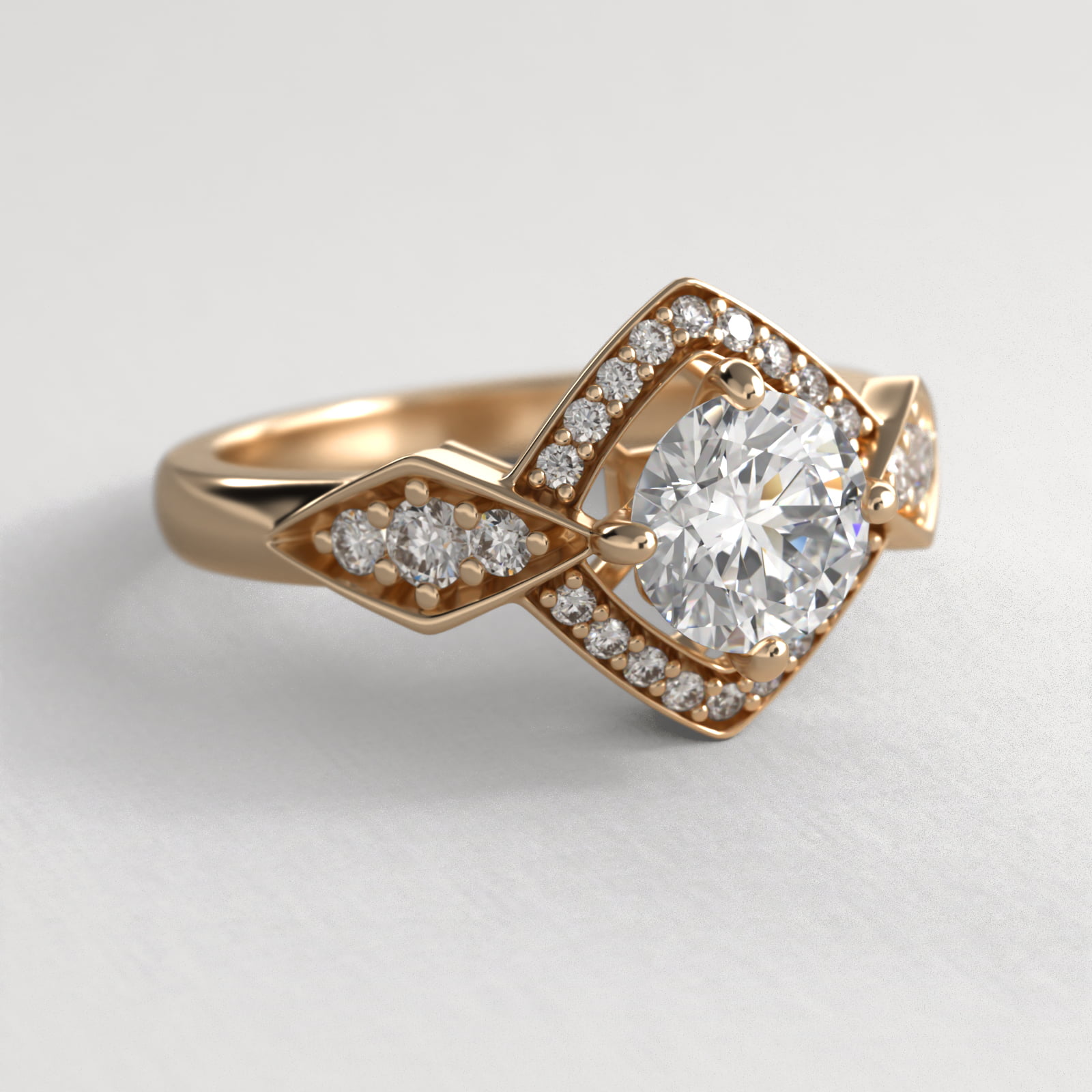 Art Deco Geometric Vintage-Style Engagement Ring In 18K Yellow Gold