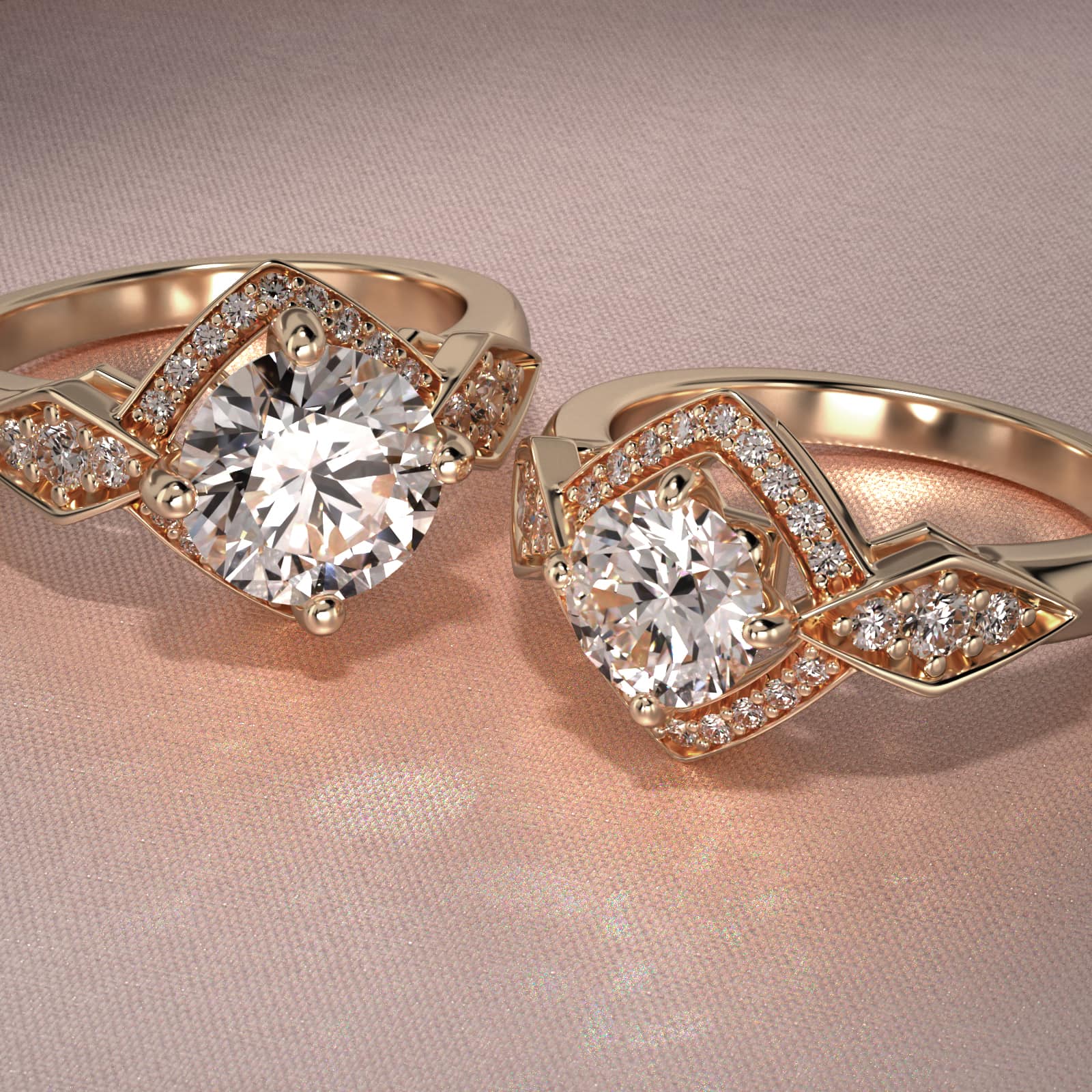 Art Deco Geometric Vintage-Style Engagement Ring In 14K Yellow Gold