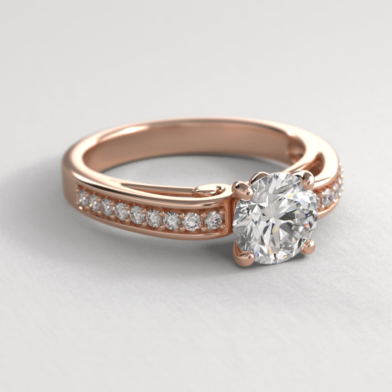 Arched Scroll Vintage-Style Engagement Ring In 14K Rose Gold