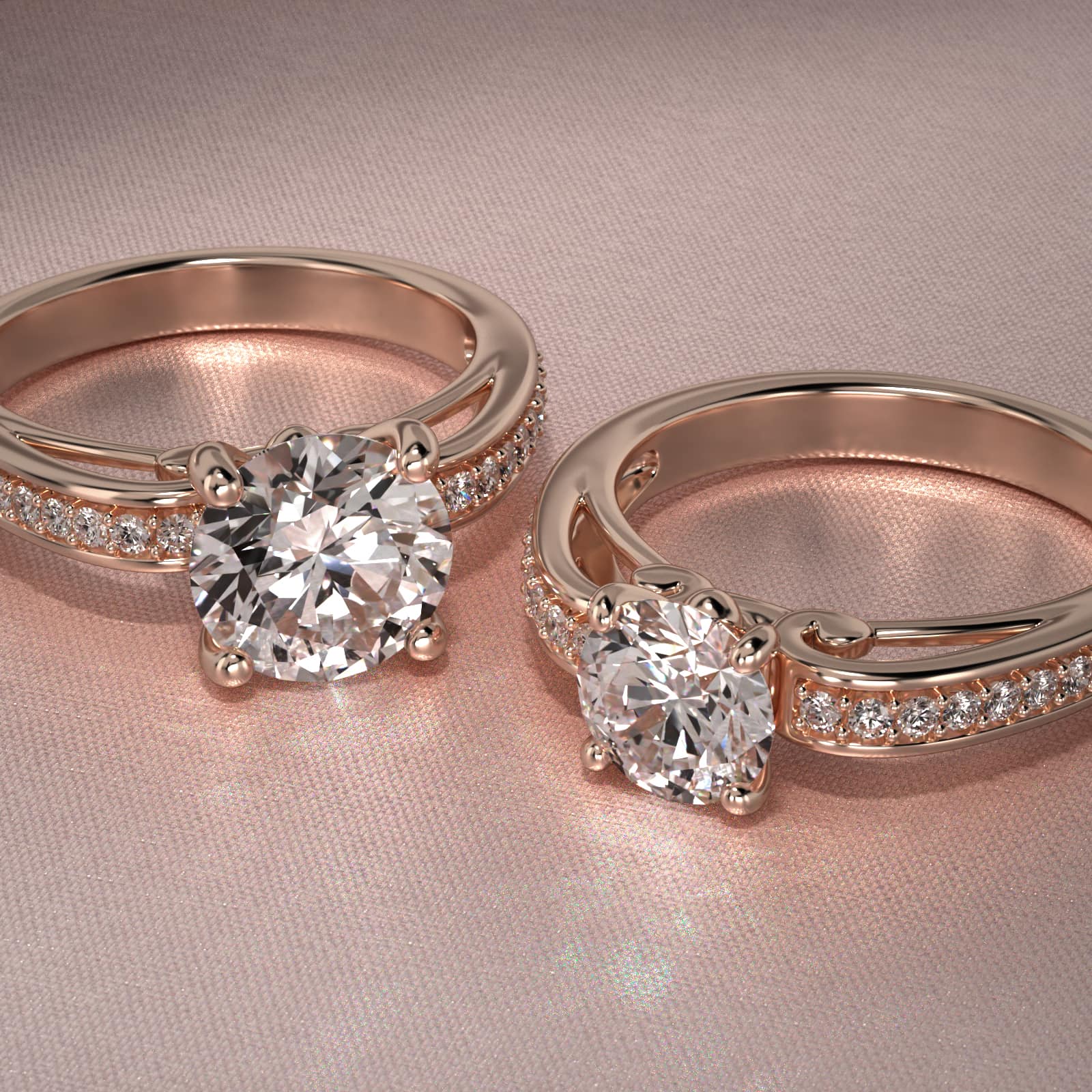 Arched Scroll Vintage-Style Engagement Ring In 14K Rose Gold