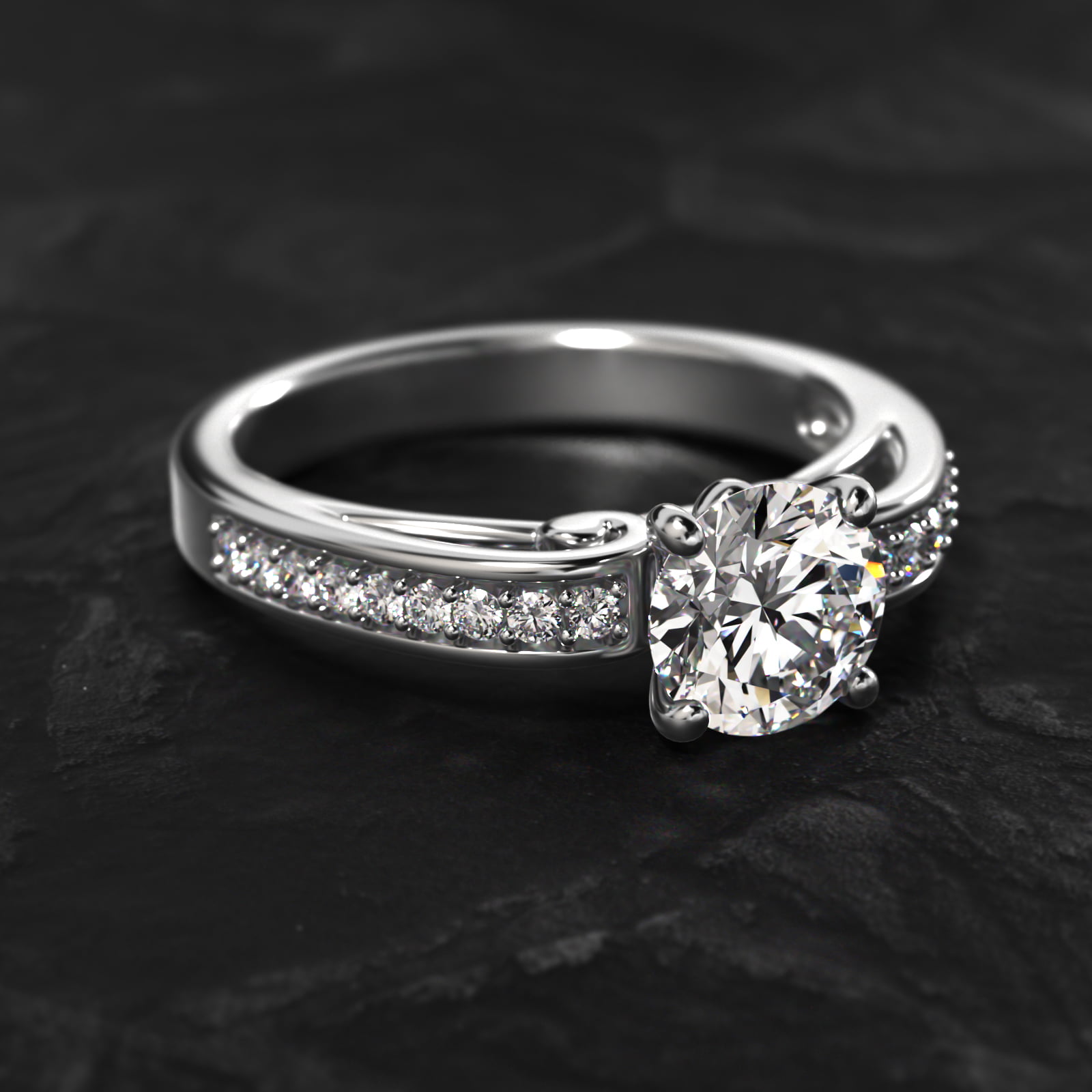 Arched Scroll Vintage-Style Engagement Ring In Platinum