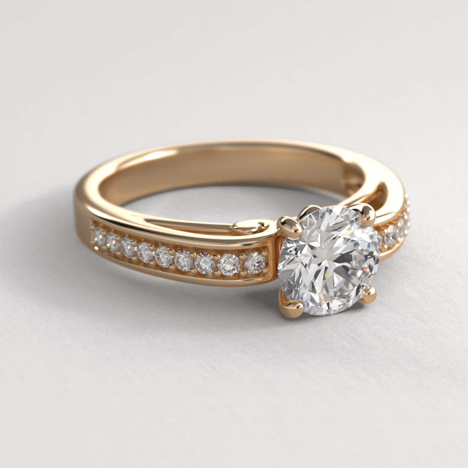 Arched Scroll Vintage-Style Engagement Ring In 14K Yellow Gold