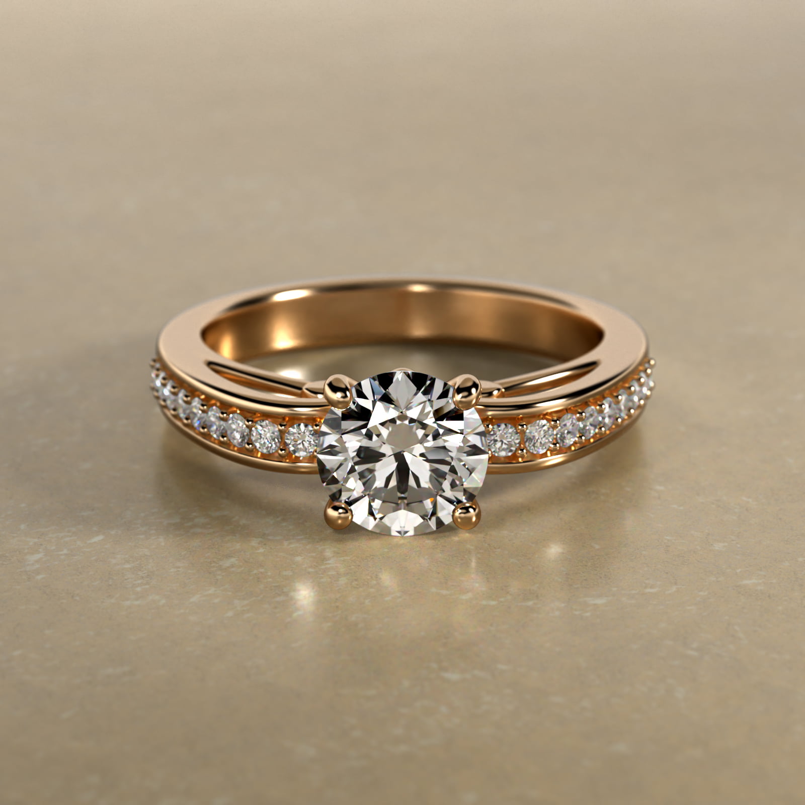 Arched Scroll Vintage-Style Engagement Ring In 18K Yellow Gold