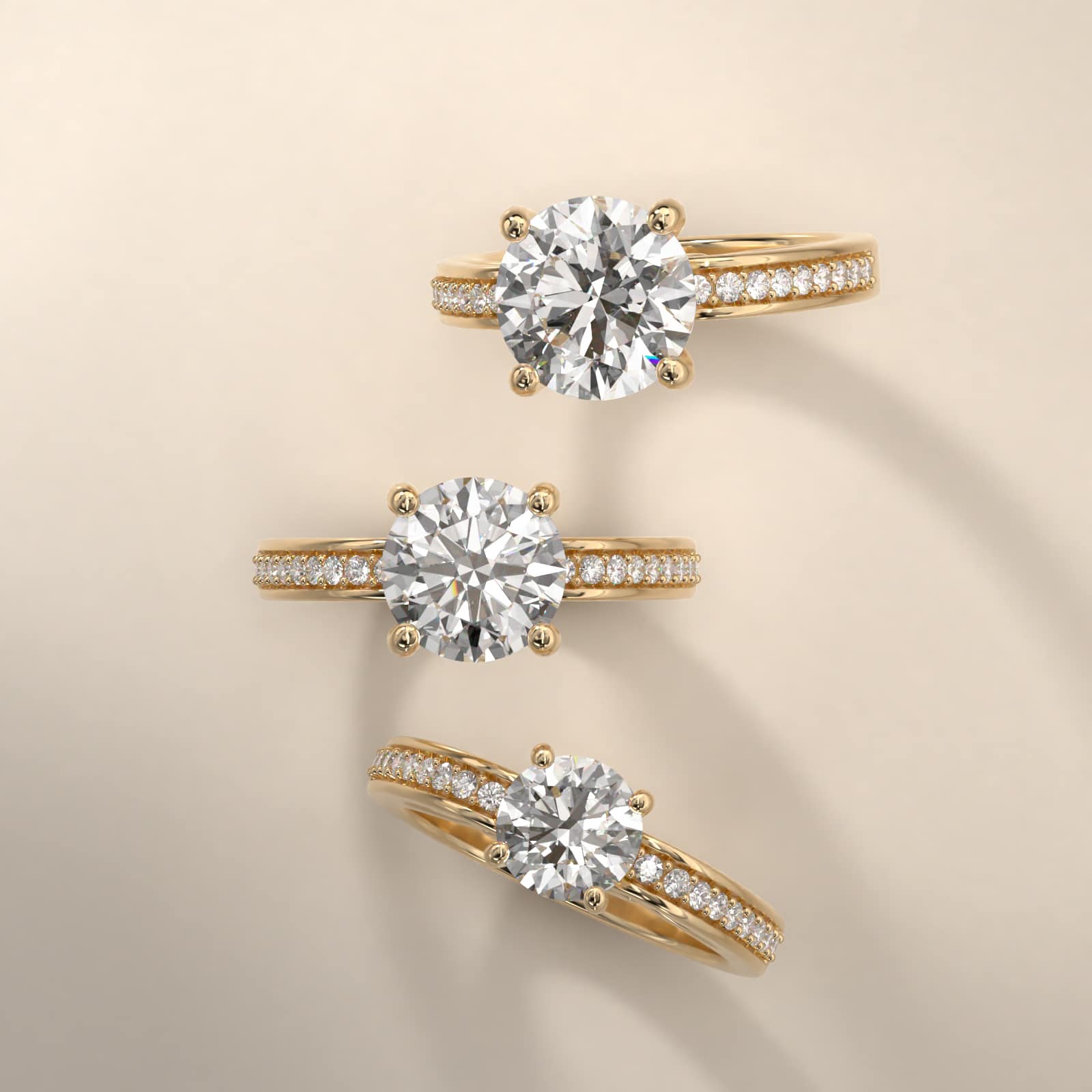 Arched Scroll Vintage-Style Engagement Ring In 18K Yellow Gold