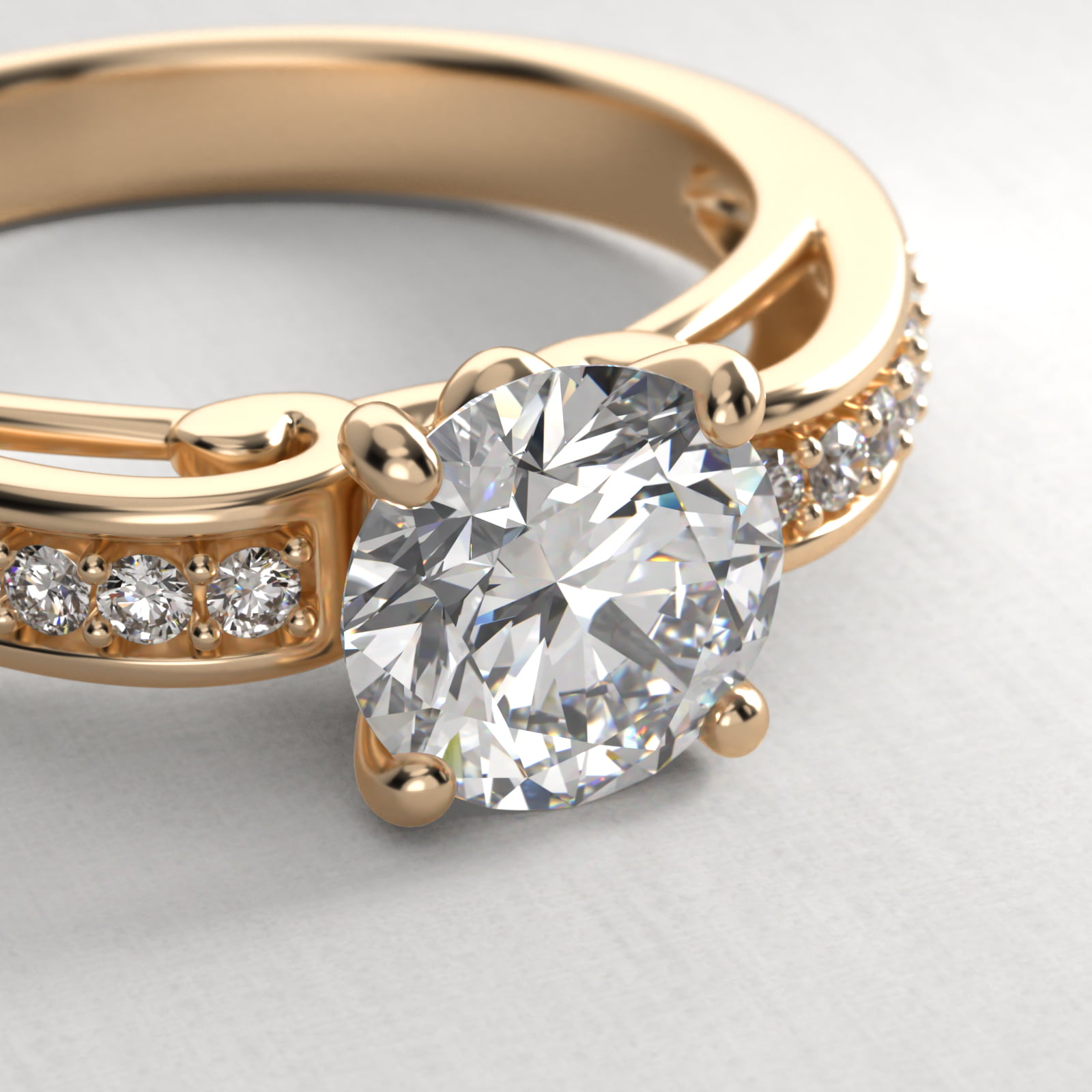 Arched Scroll Vintage-Style Engagement Ring In 18K Yellow Gold