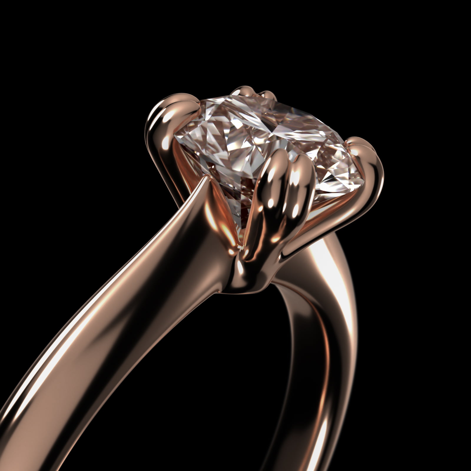 Double Prong Solitaire Engagement Ring In 14K Rose Gold
