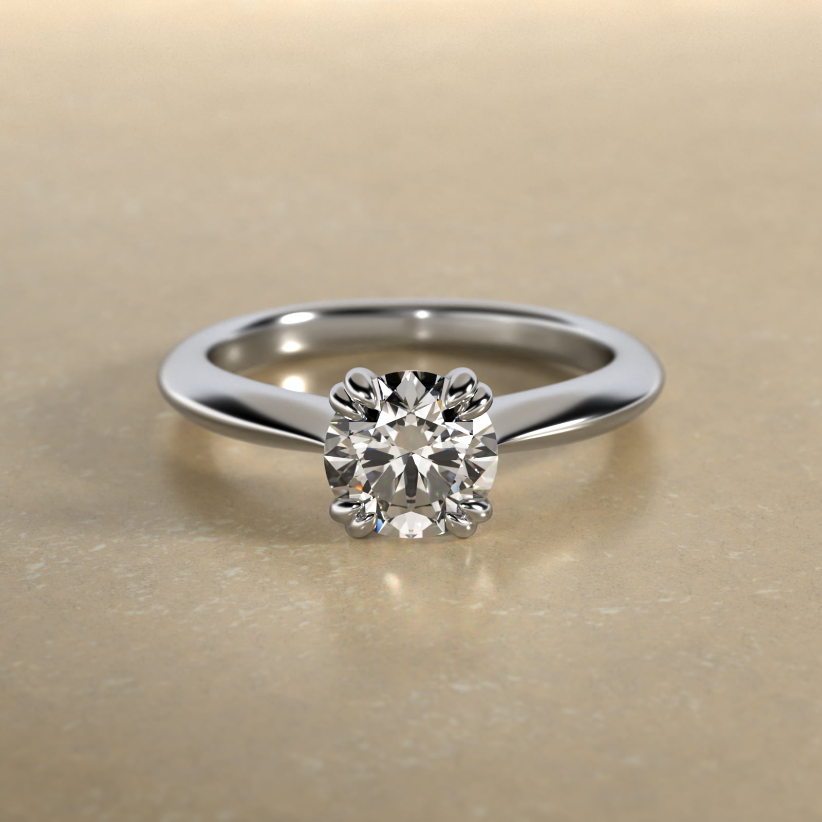 Double Prong Solitaire Engagement Ring In Platinum