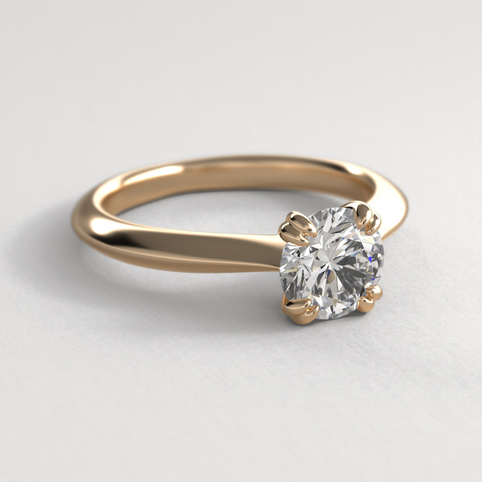 Double Prong Solitaire Engagement Ring In 18K Yellow Gold