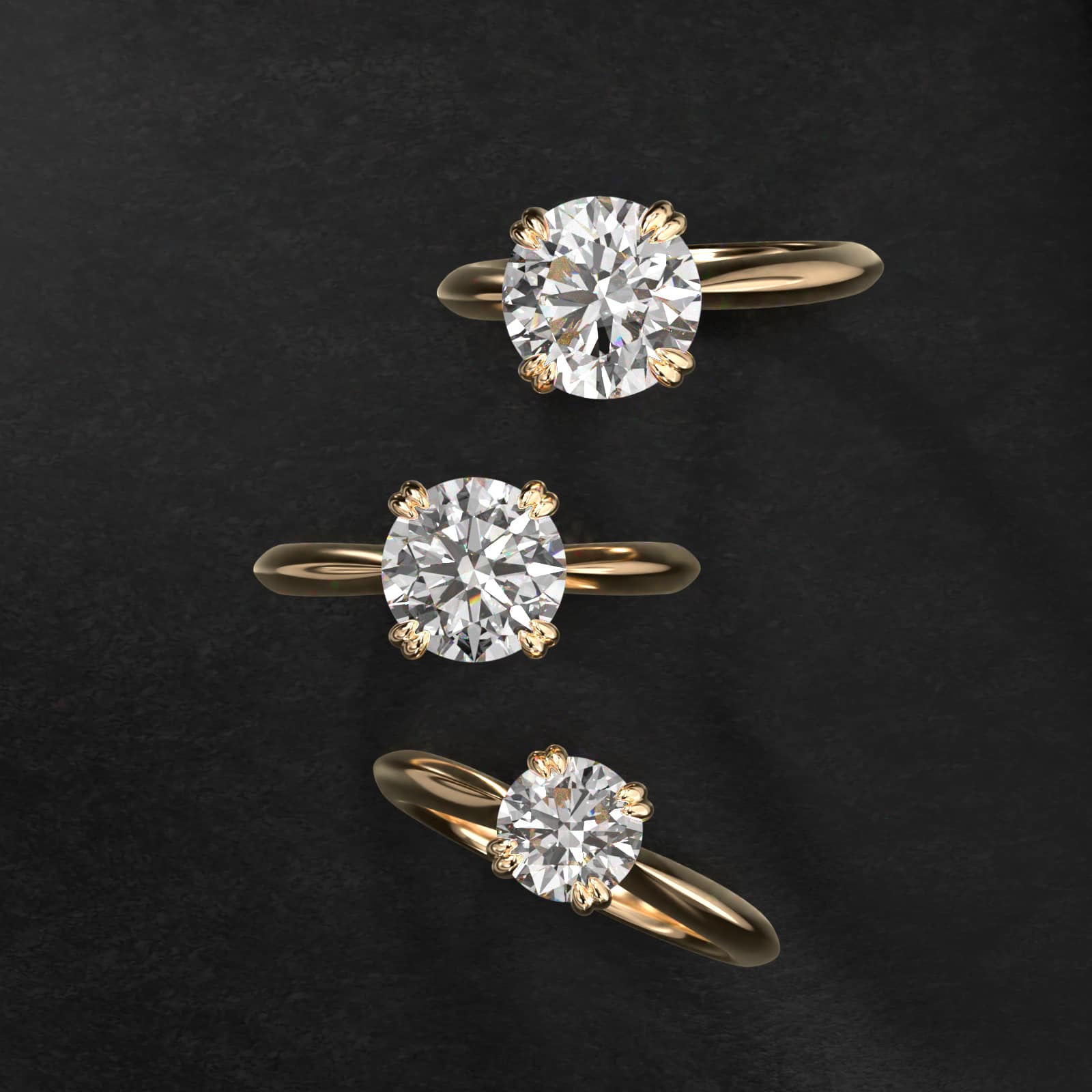 Double Prong Solitaire Engagement Ring In 14K Yellow Gold