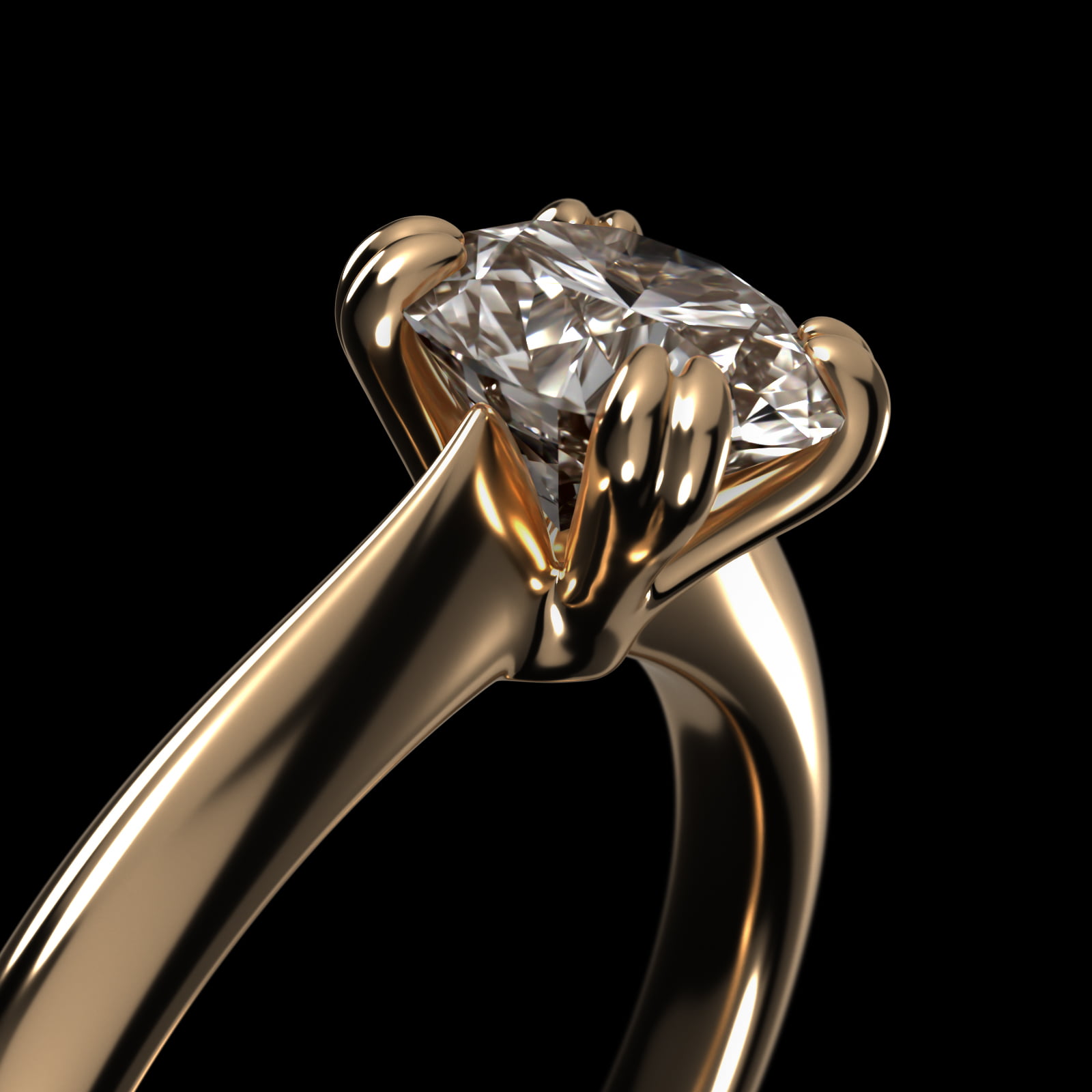 Double Prong Solitaire Engagement Ring In 18K Yellow Gold