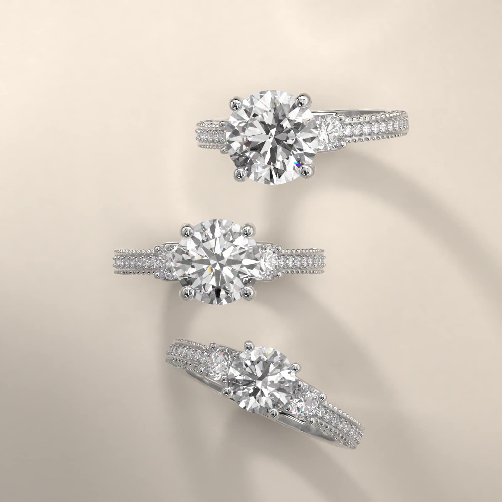 Floral Scroll Vintage-Style Engagement Ring In Platinum