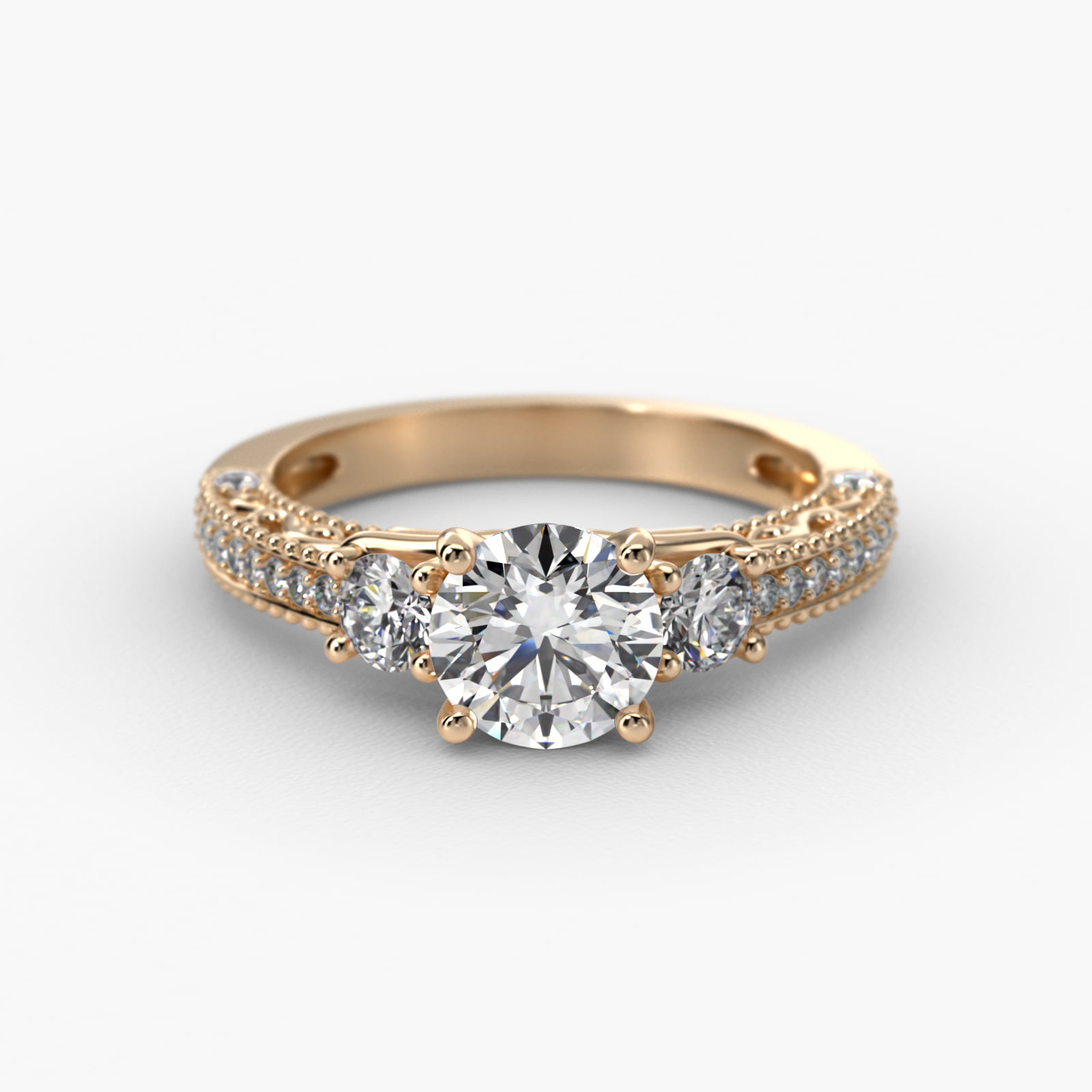 Floral Scroll Vintage-Style Engagement Ring In 18K Yellow Gold