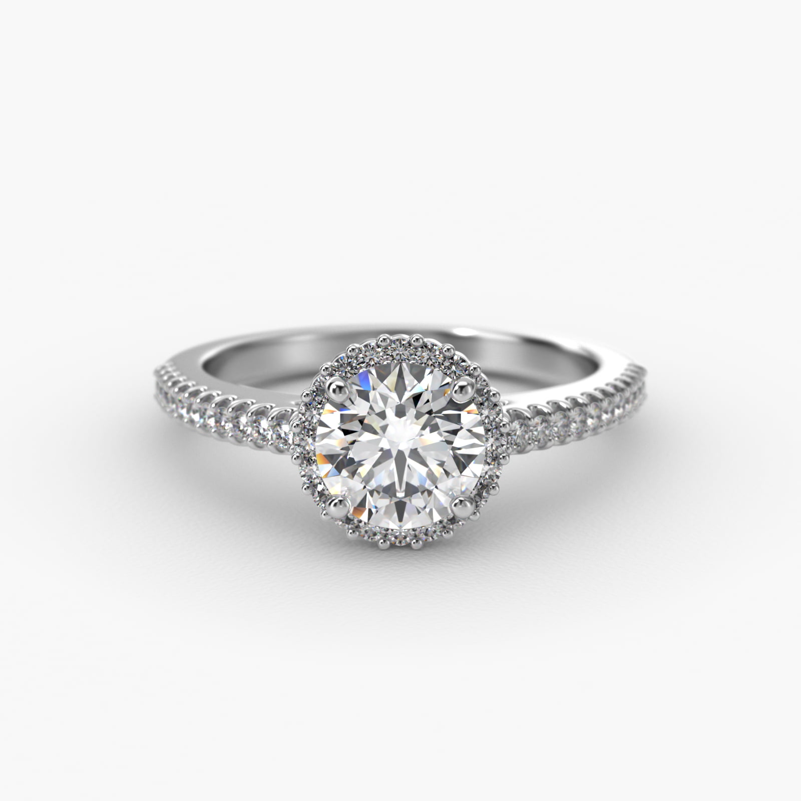 Petite Diamond Halo Engagement Ring In Platinum