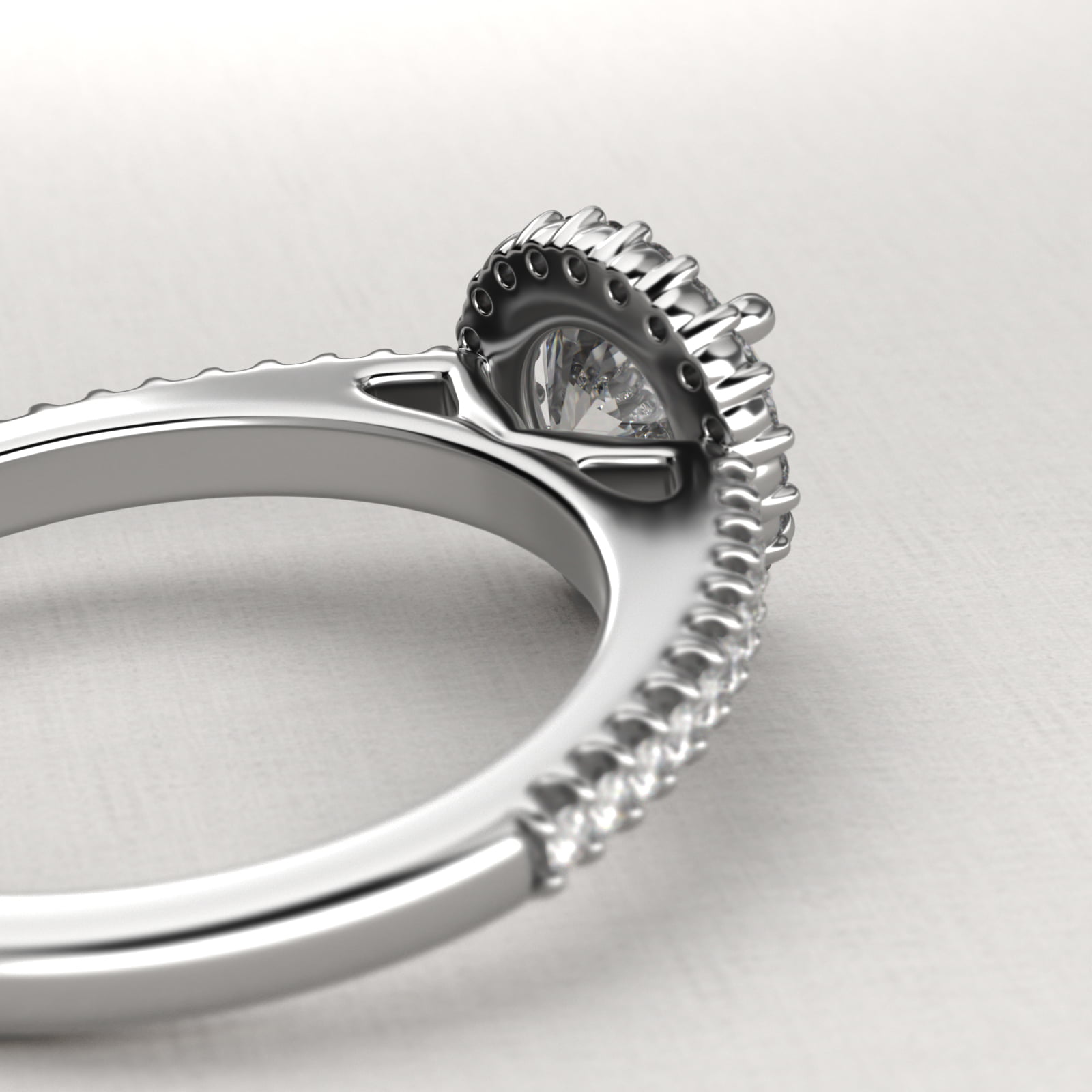 Petite Diamond Halo Engagement Ring In Platinum