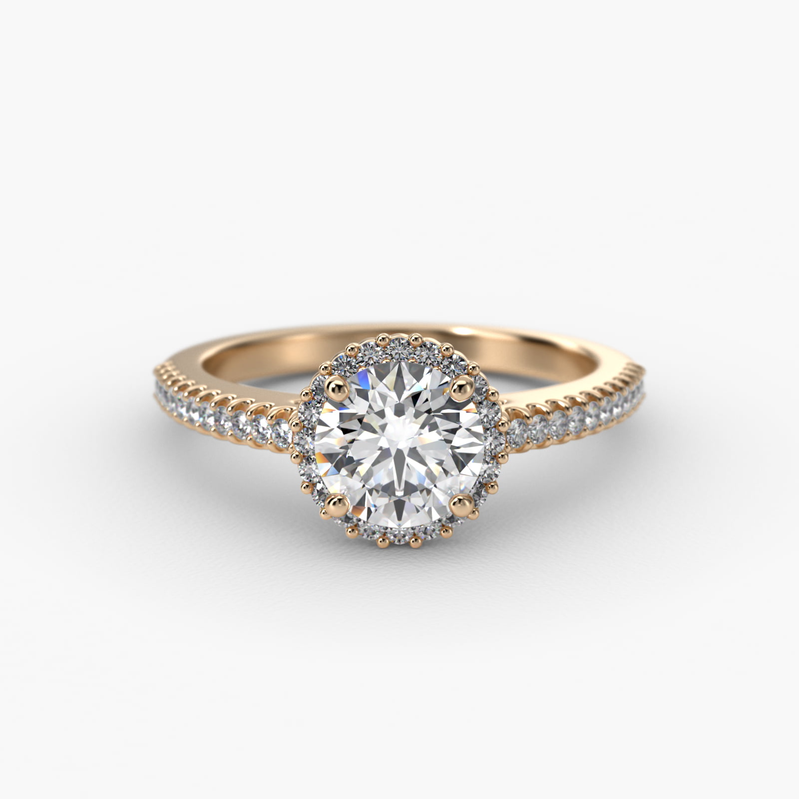 Petite Diamond Halo Engagement Ring In 18K Yellow Gold