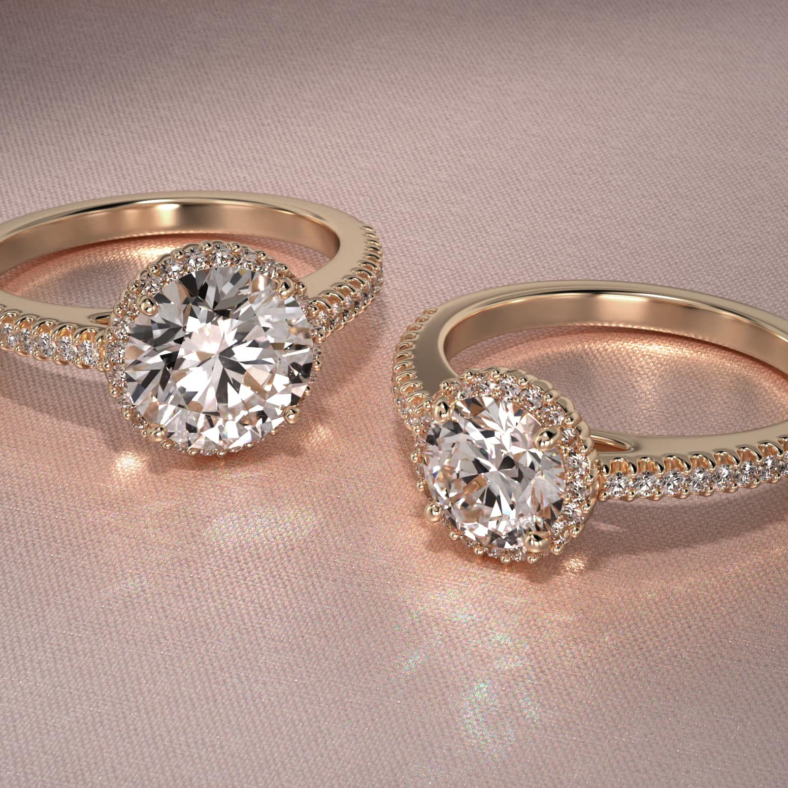 Petite Diamond Halo Engagement Ring In 14K Yellow Gold