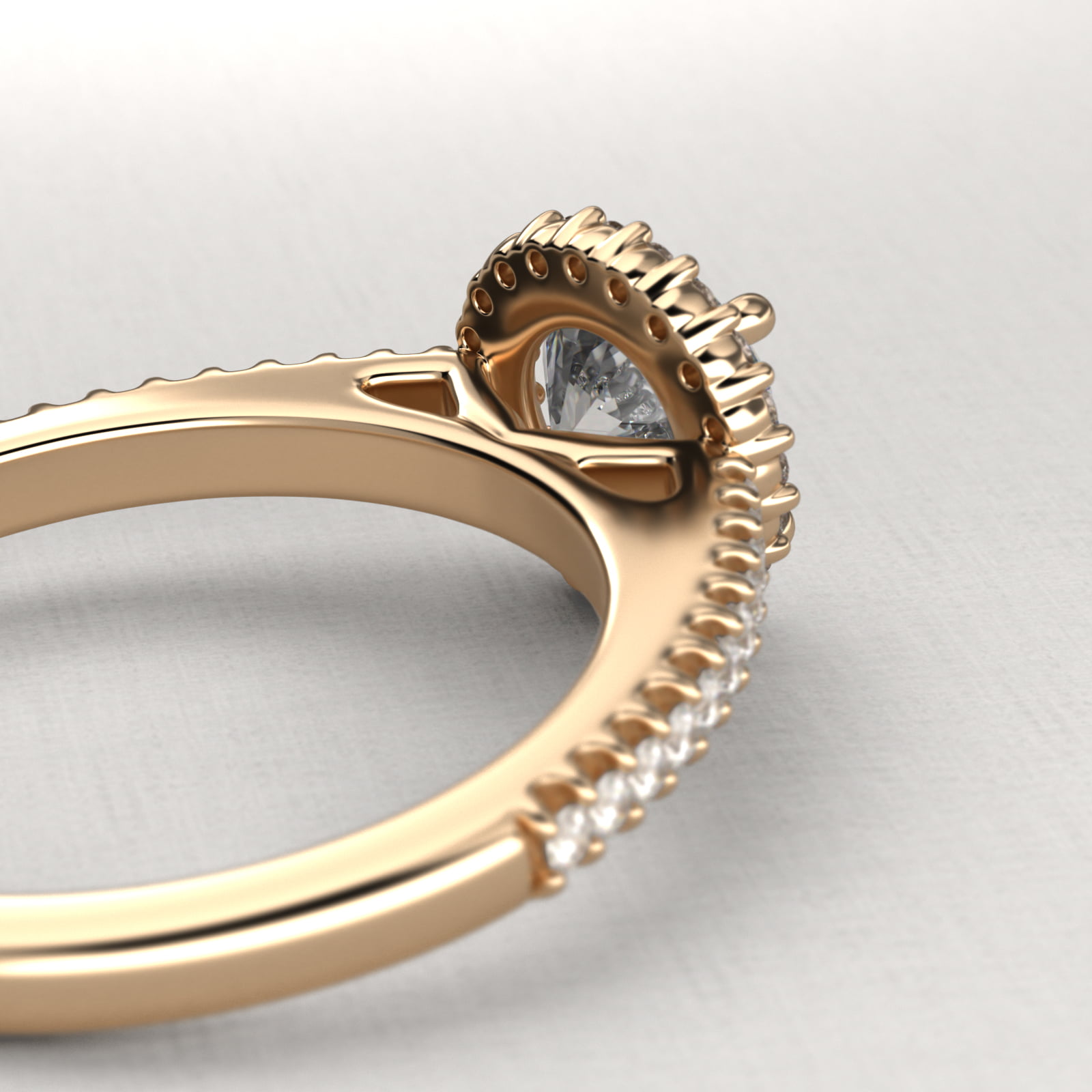 Petite Diamond Halo Engagement Ring In 18K Yellow Gold
