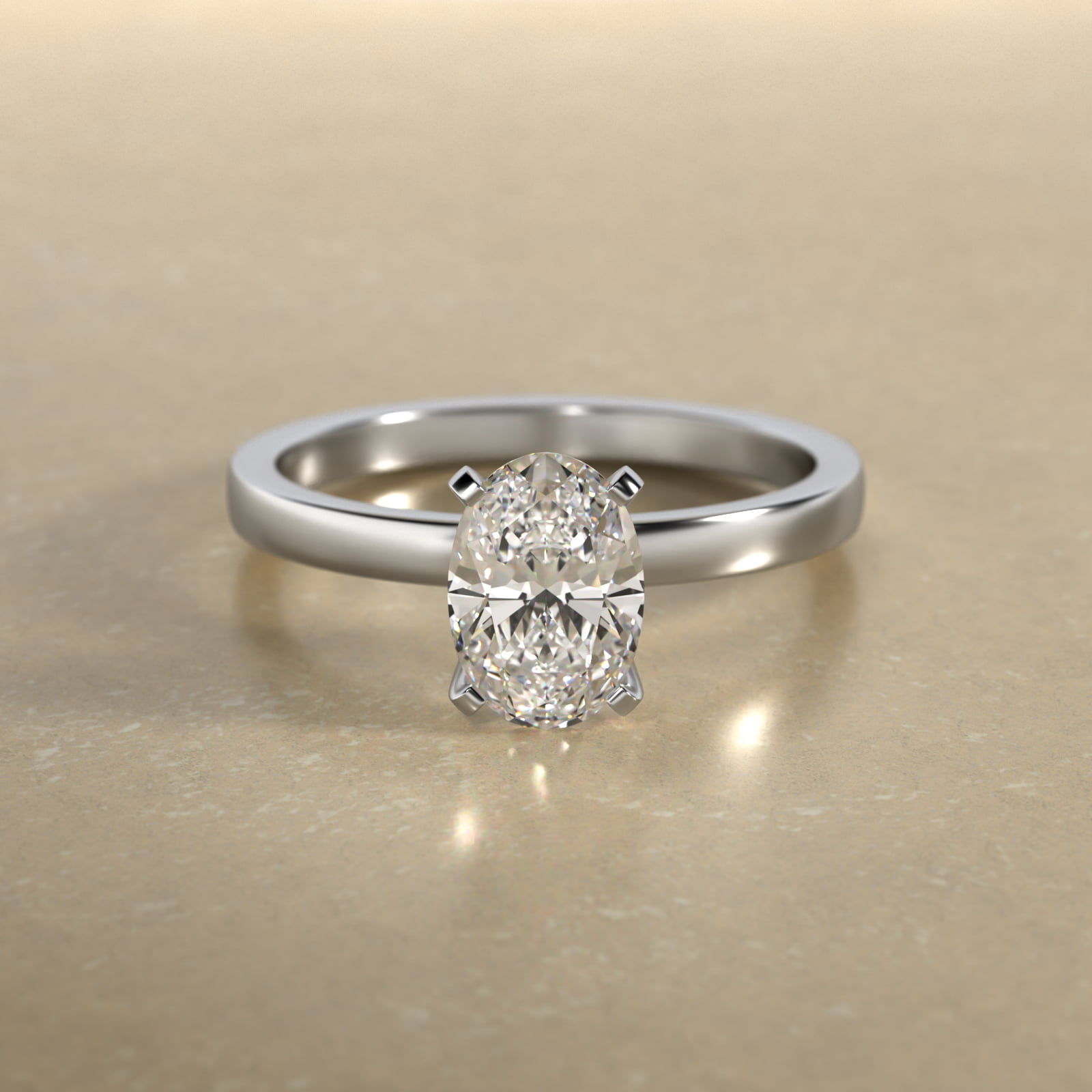 Comfort Fit Solitaire Engagement Ring In 18K White Gold