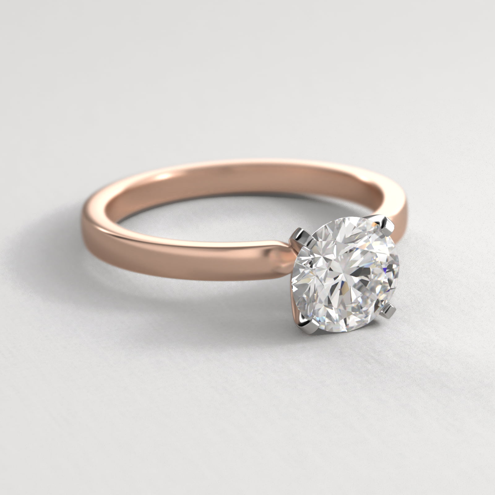 Comfort Fit Solitaire Engagement Ring In 14K Rose Gold