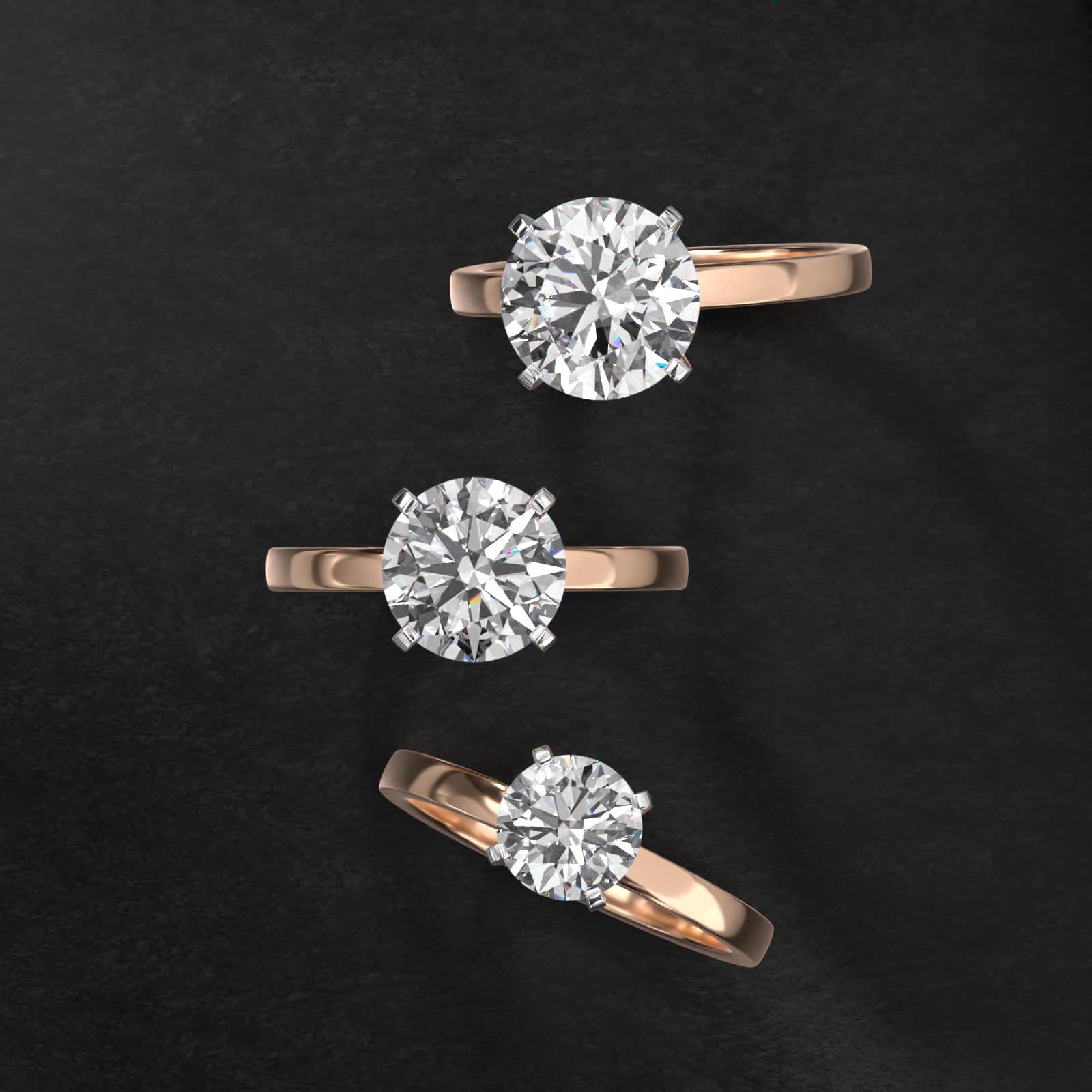 Comfort Fit Solitaire Engagement Ring In 14K Rose Gold