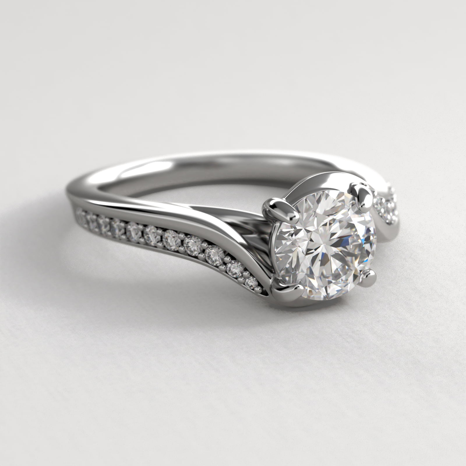Pavé Bypass Diamond Engagement Ring In Platinum