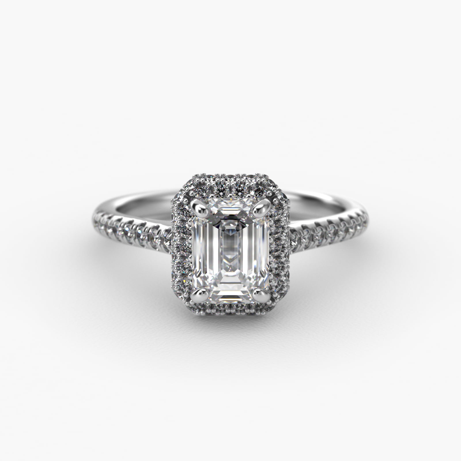 Falling Edge Pavé Diamond Halo Engagement Ring In Platinum