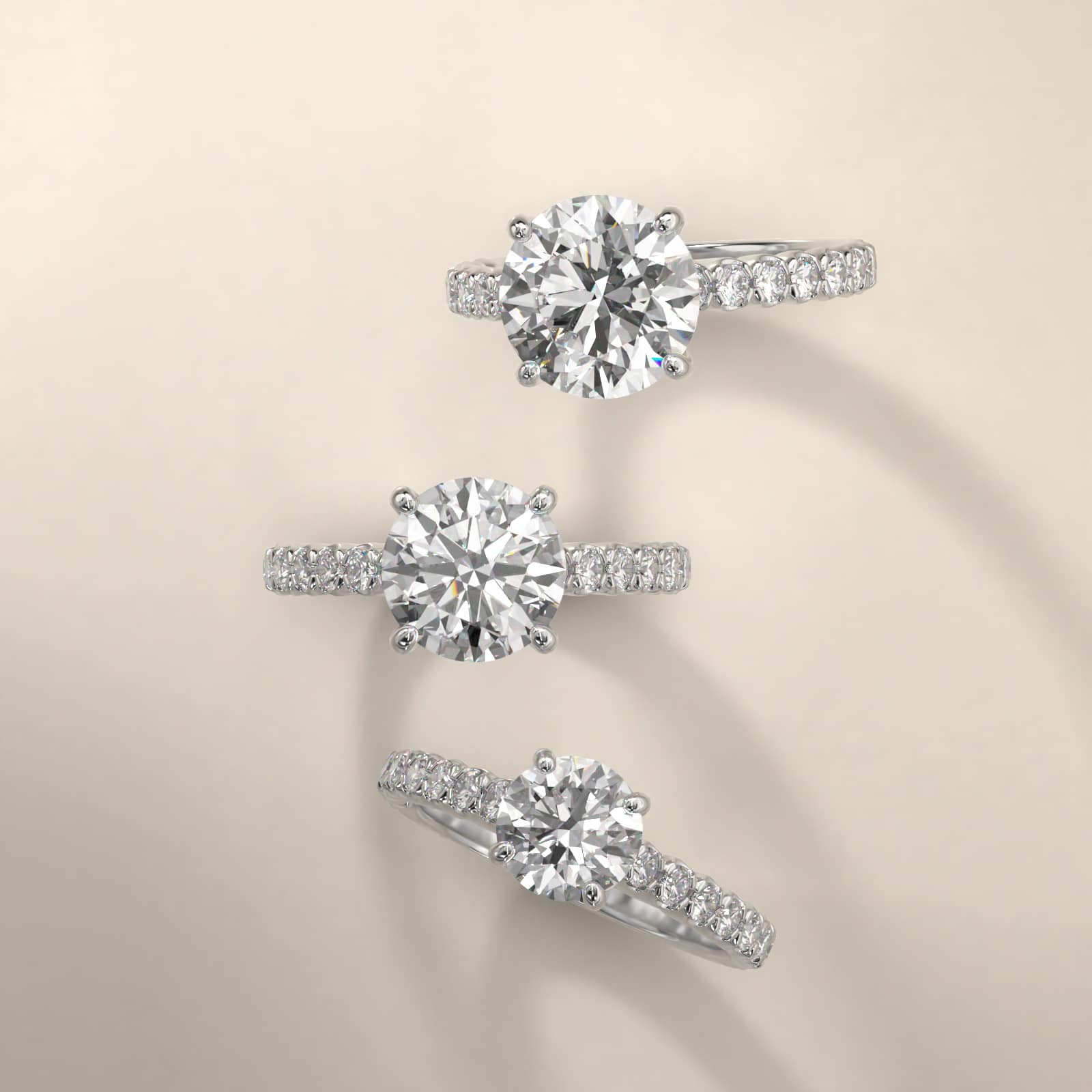 18K White Gold Scallop Style Diamond Engagement Ring