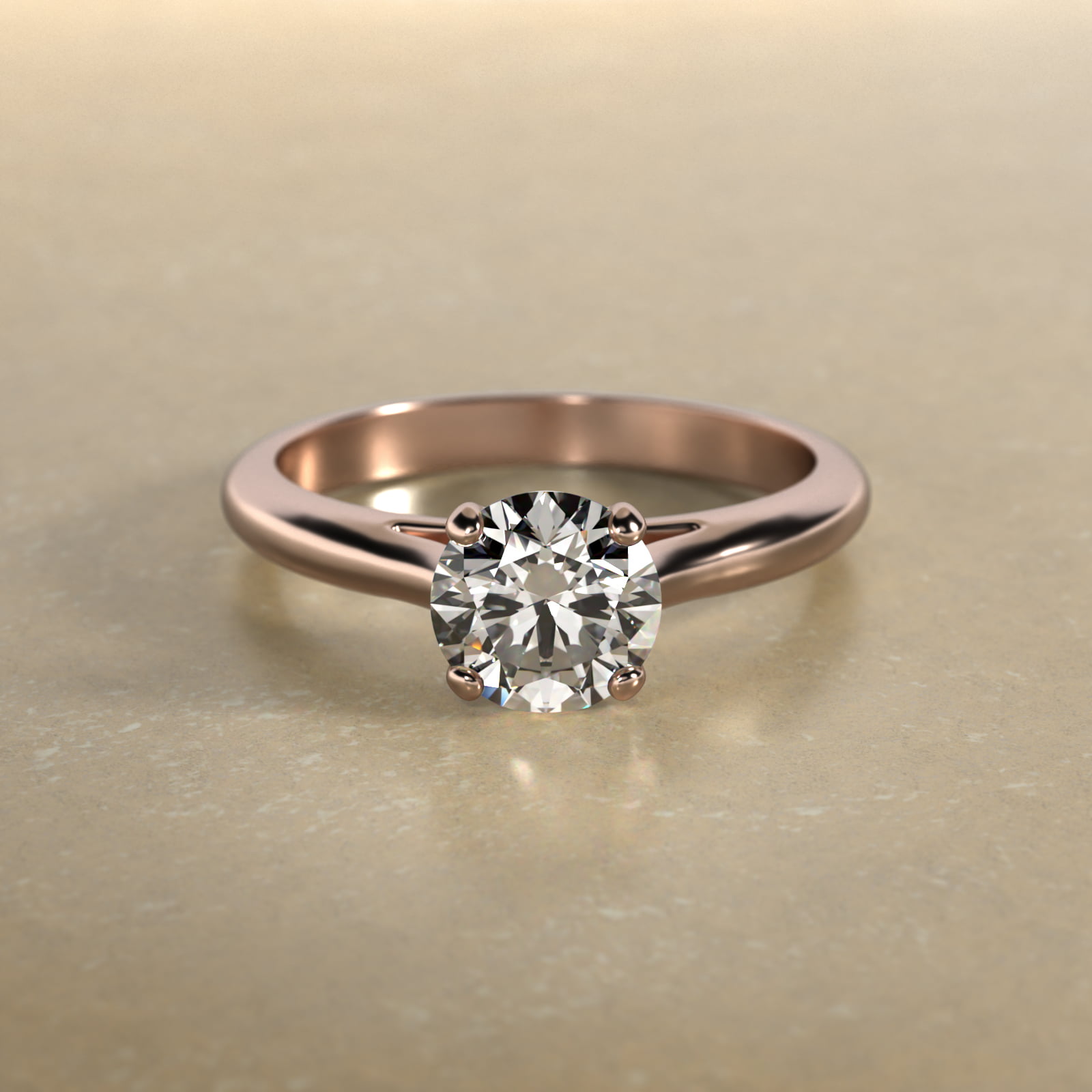 Sleek Solitaire Engagement Ring In 14K Rose Gold