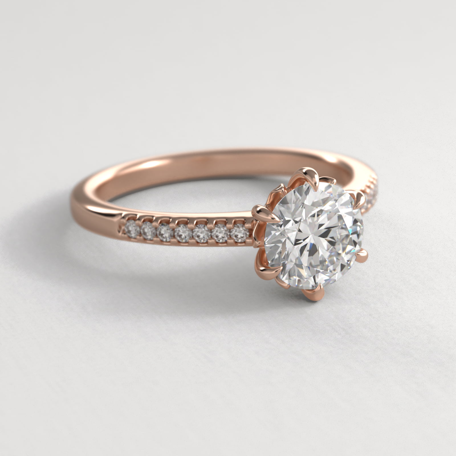 14K Rose Gold Modified French Cut Six Prong Engagement Ring